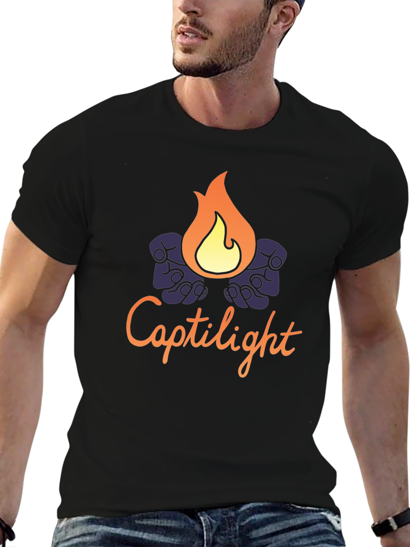 Captilight Graphic T-Shirt - Soft Black Cotton Blend