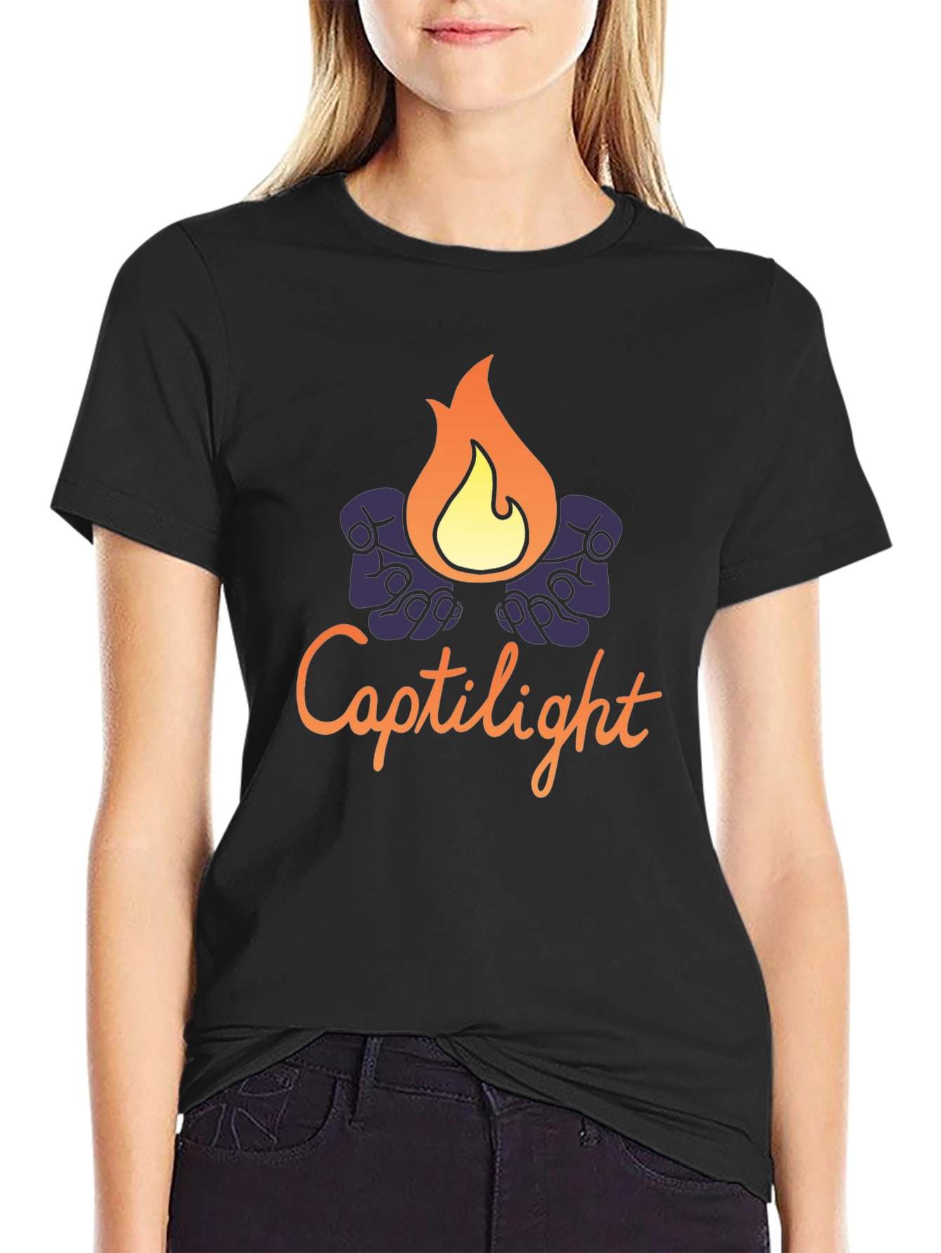 Captilight Graphic T-Shirt - Soft Black Cotton Blend
