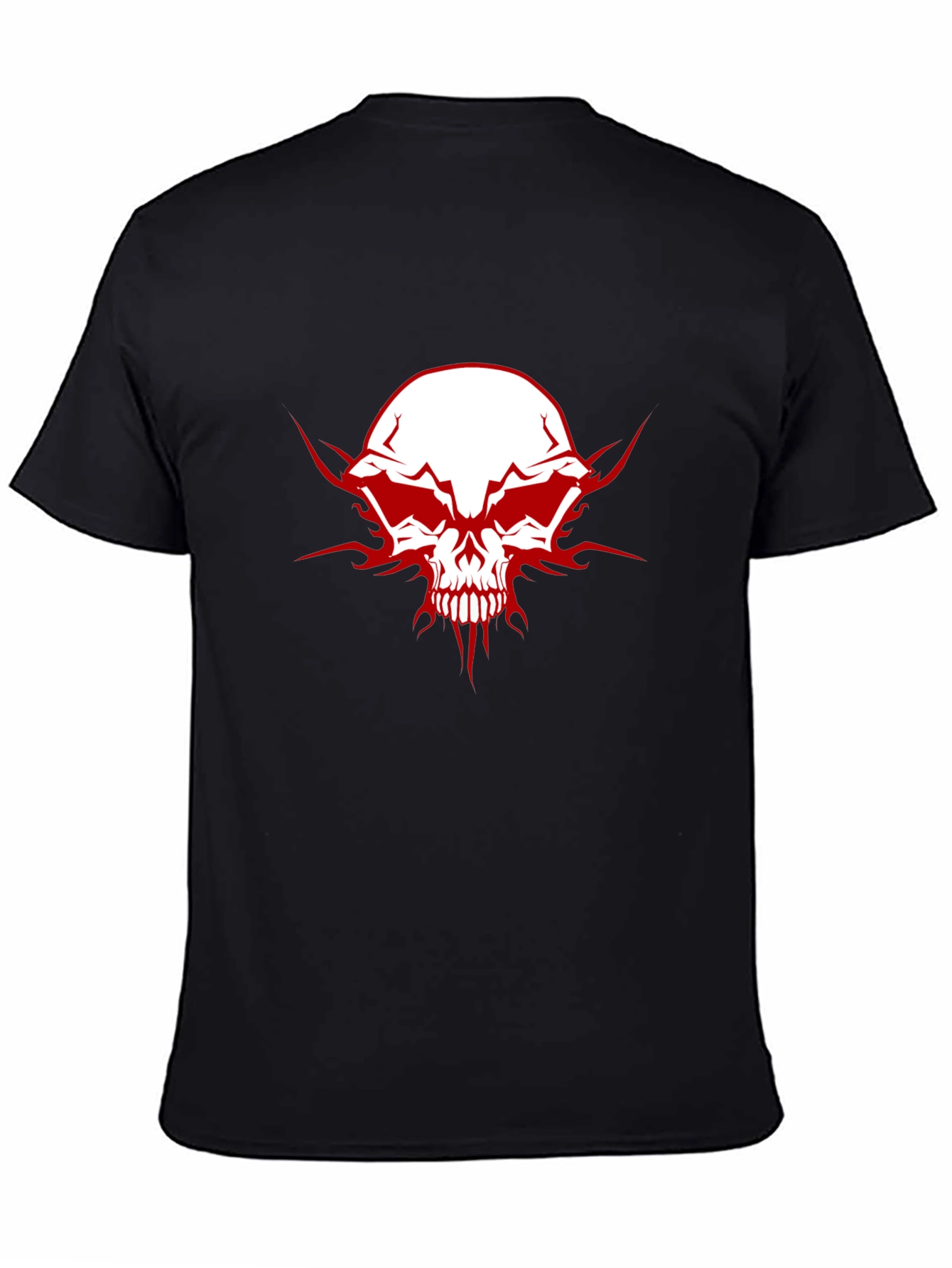 Edgy Skull Graphic Tee - Mens Black Cotton T-Shirt