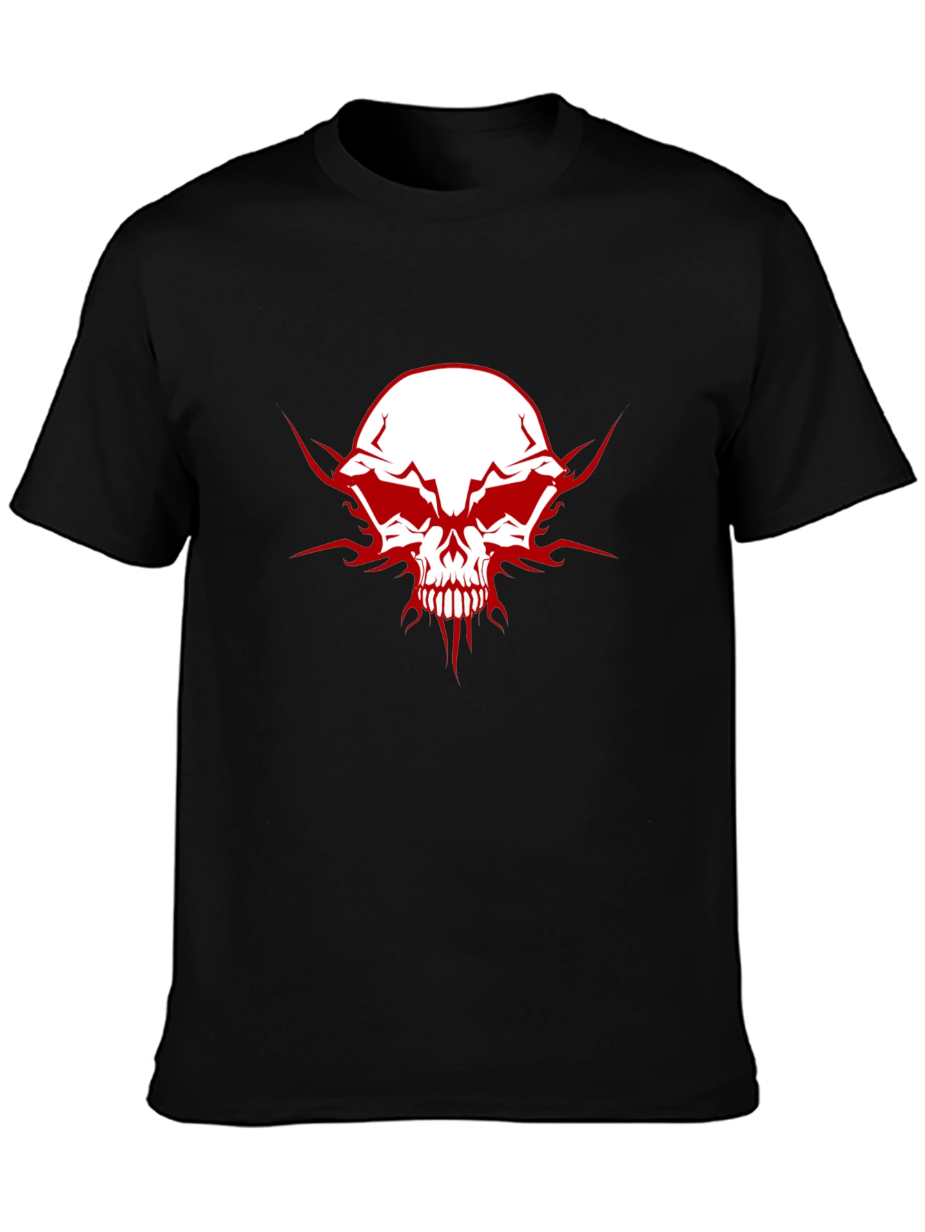 Edgy Skull Graphic Tee - Mens Black Cotton T-Shirt