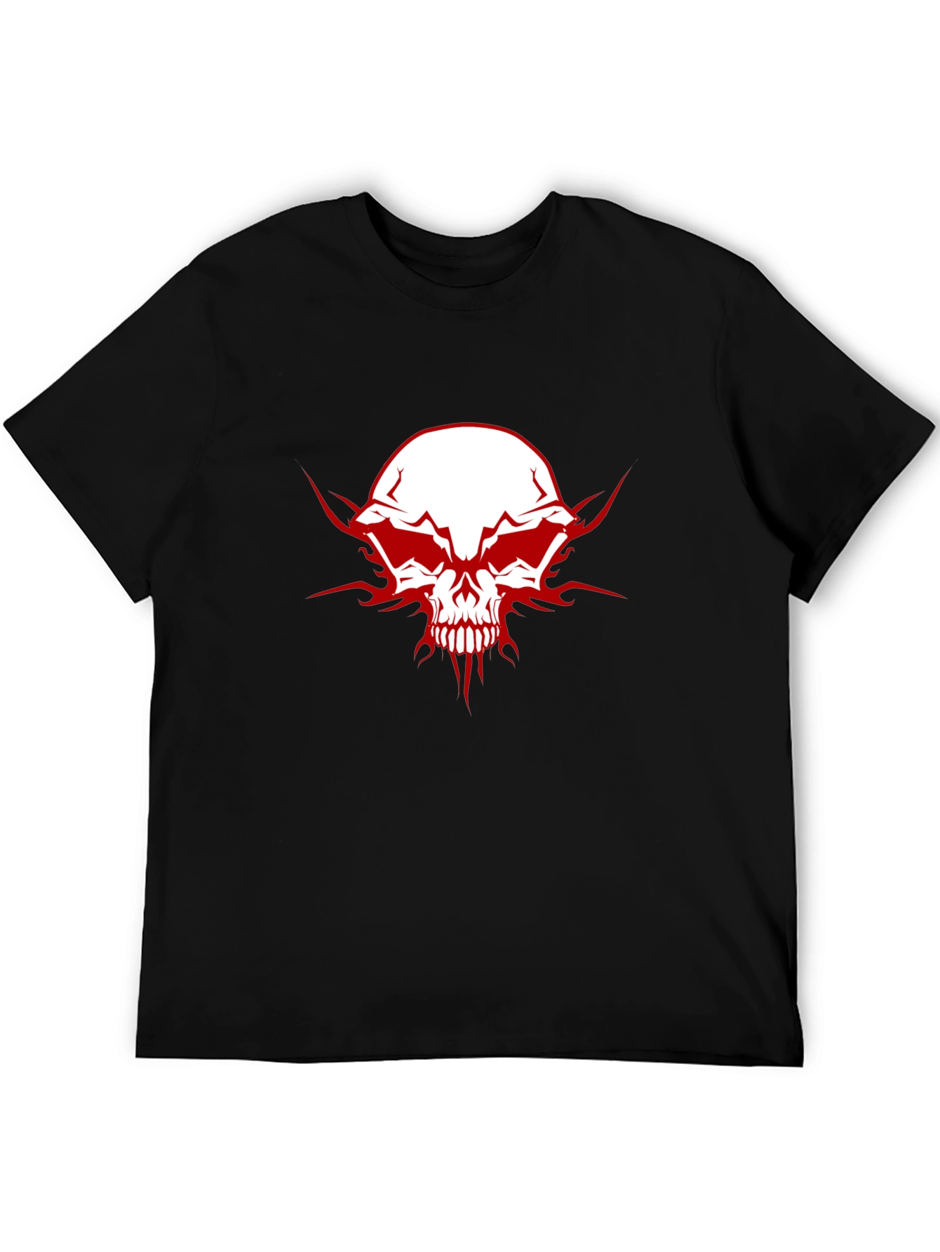 Edgy Skull Graphic Tee - Mens Black Cotton T-Shirt