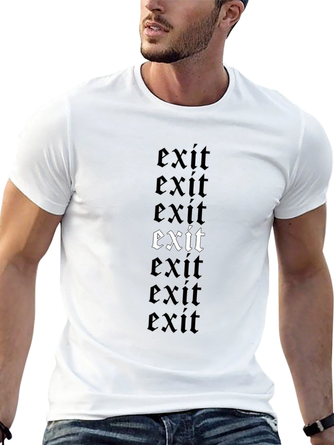 Exit T-Shirt - Gothic Style Text Design