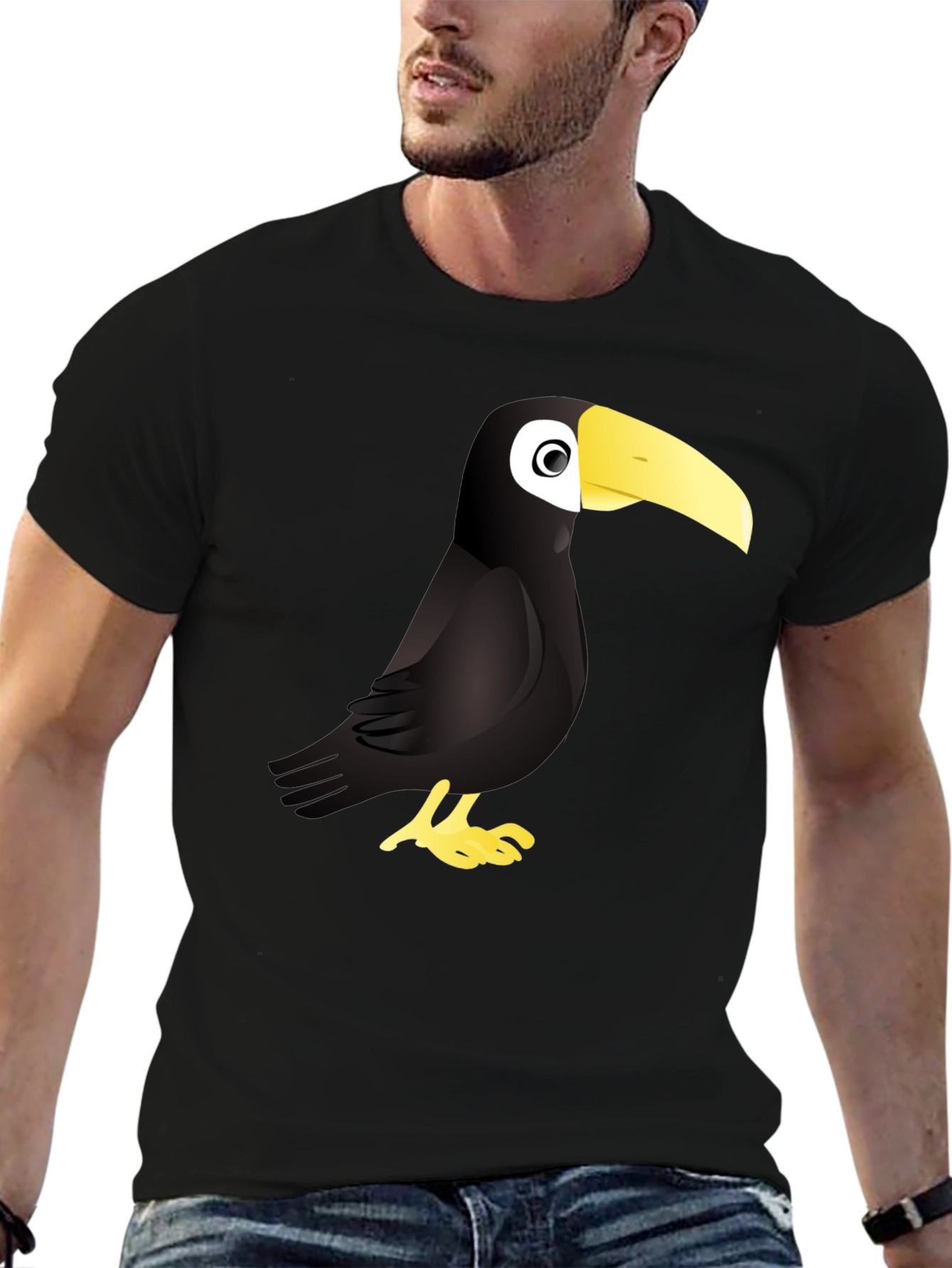 Toucan Graphic Black T-Shirt - Cool Bird Tee