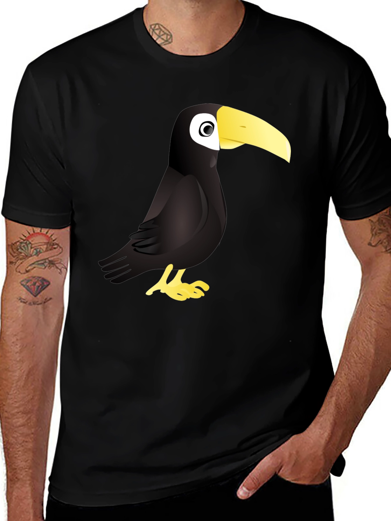 Toucan Graphic Black T-Shirt - Cool Bird Tee
