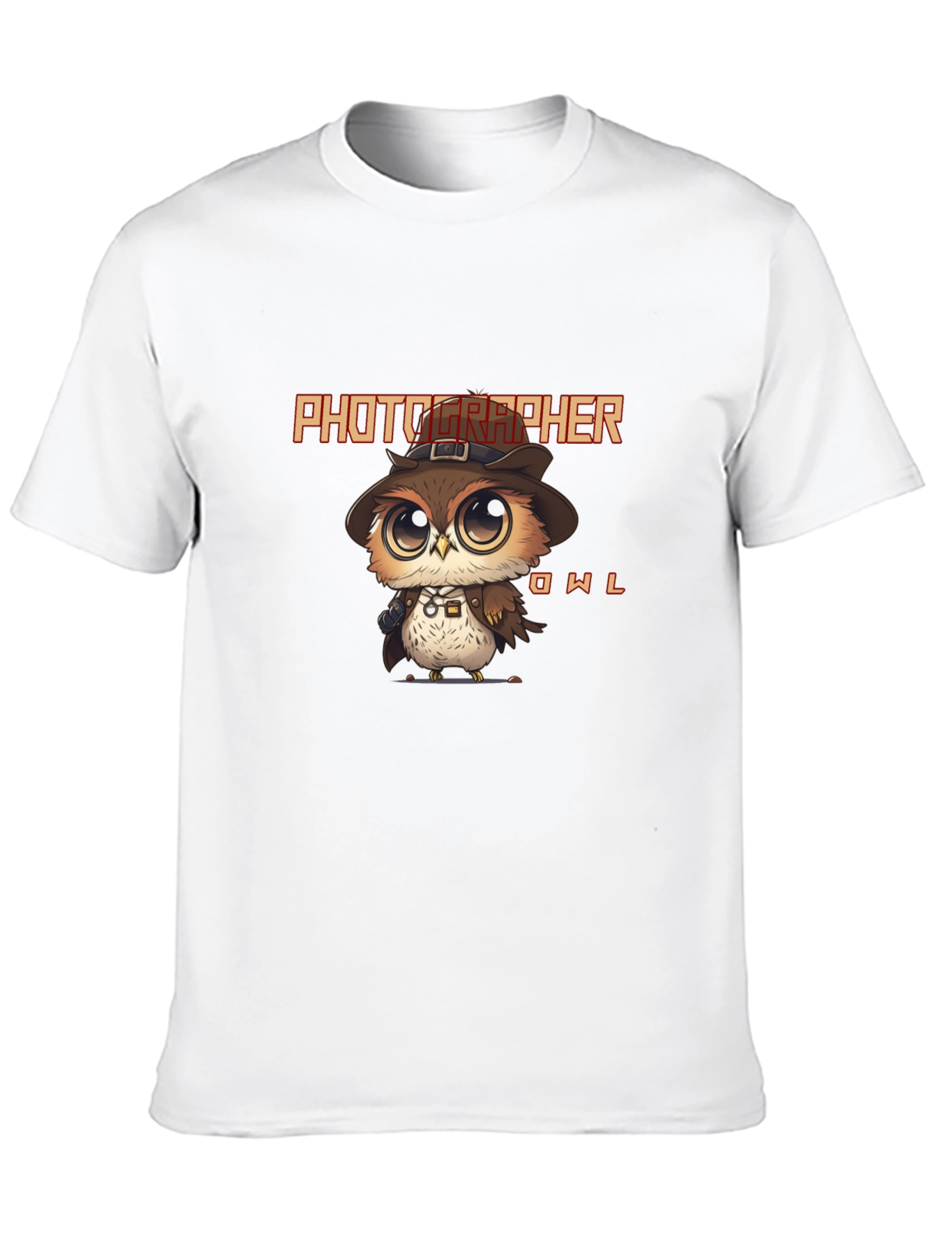 Photographer Owl Black Graphic T-Shirt
