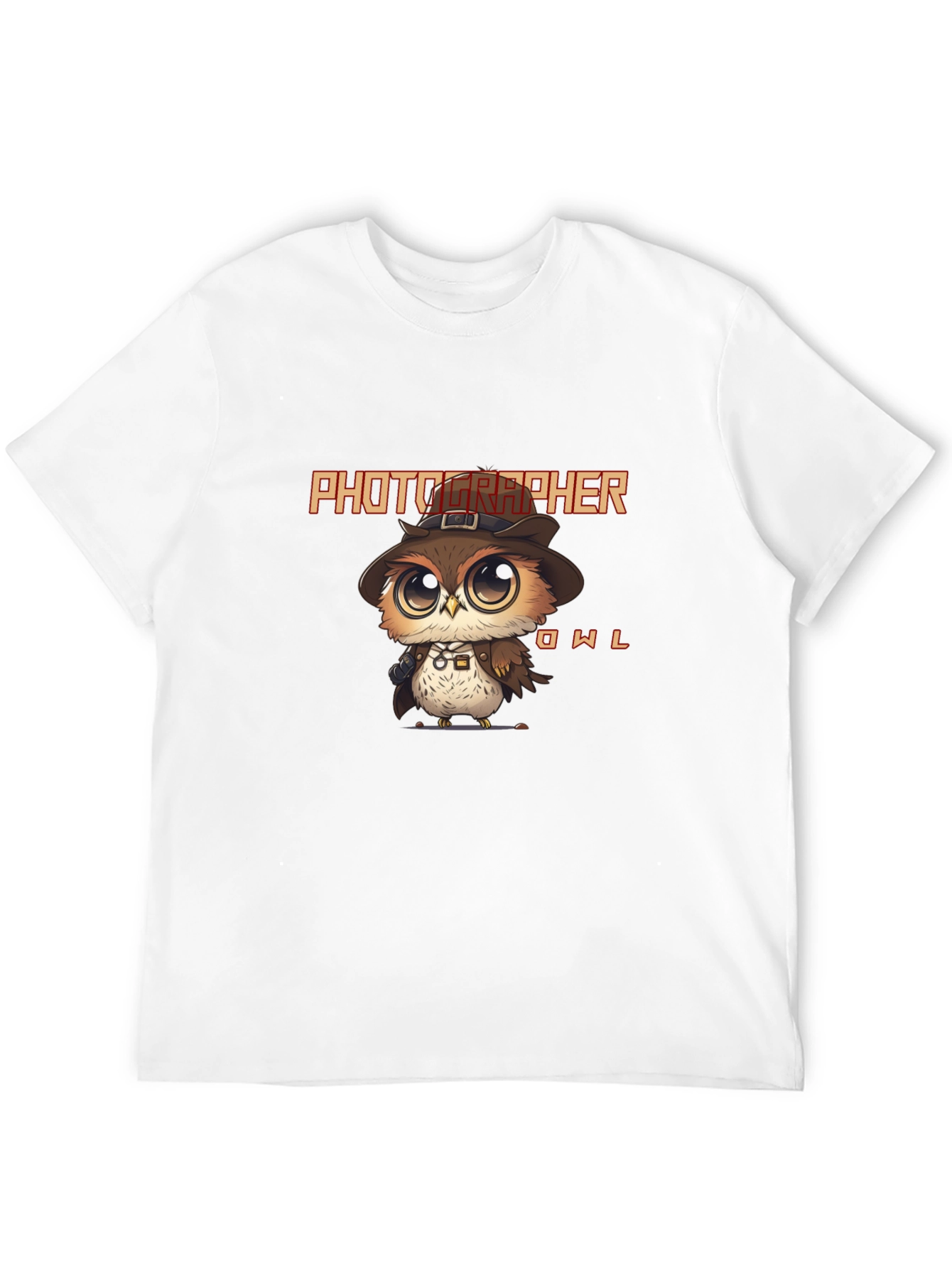 Photographer Owl Black Graphic T-Shirt