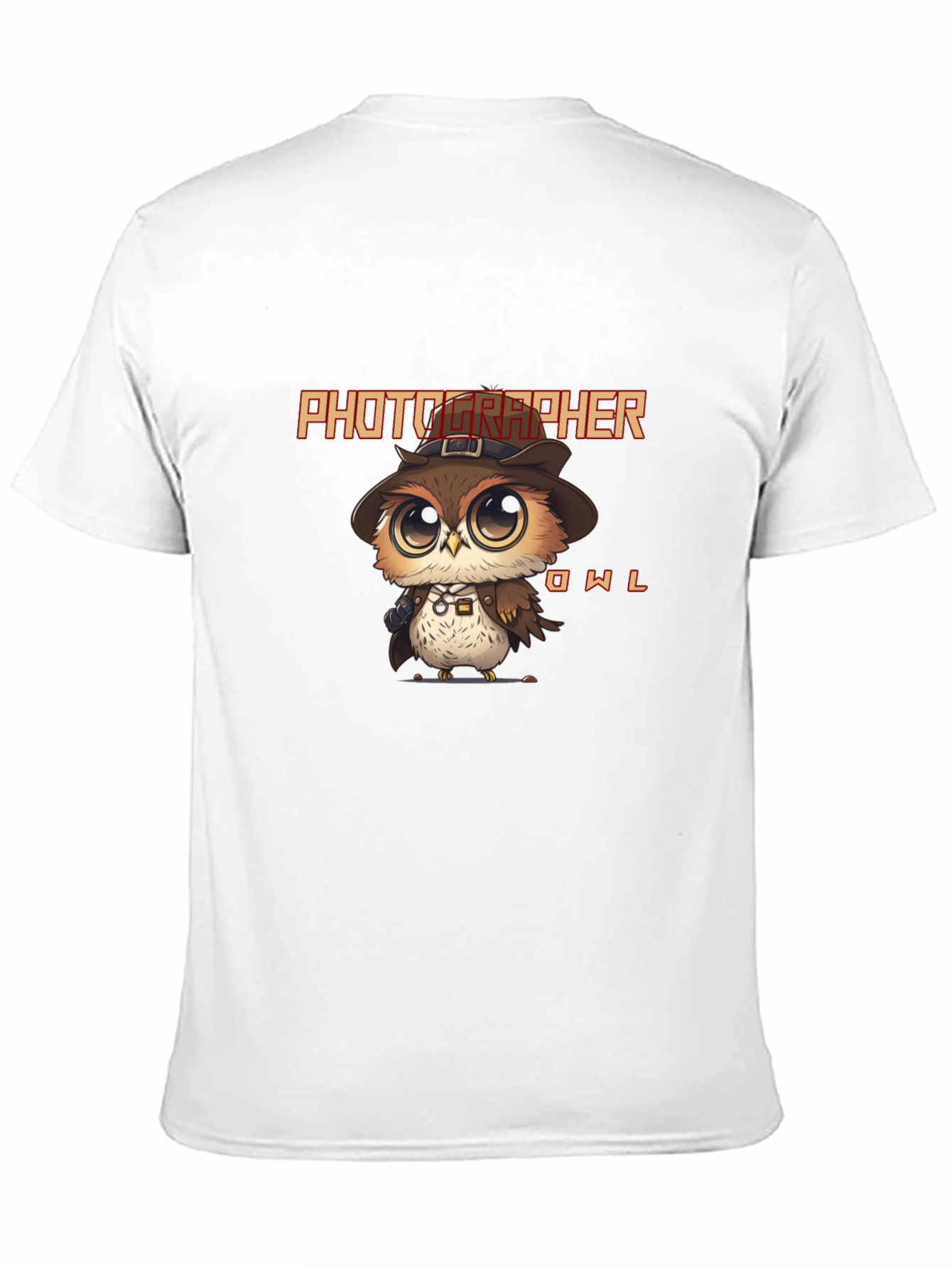 Photographer Owl Black Graphic T-Shirt
