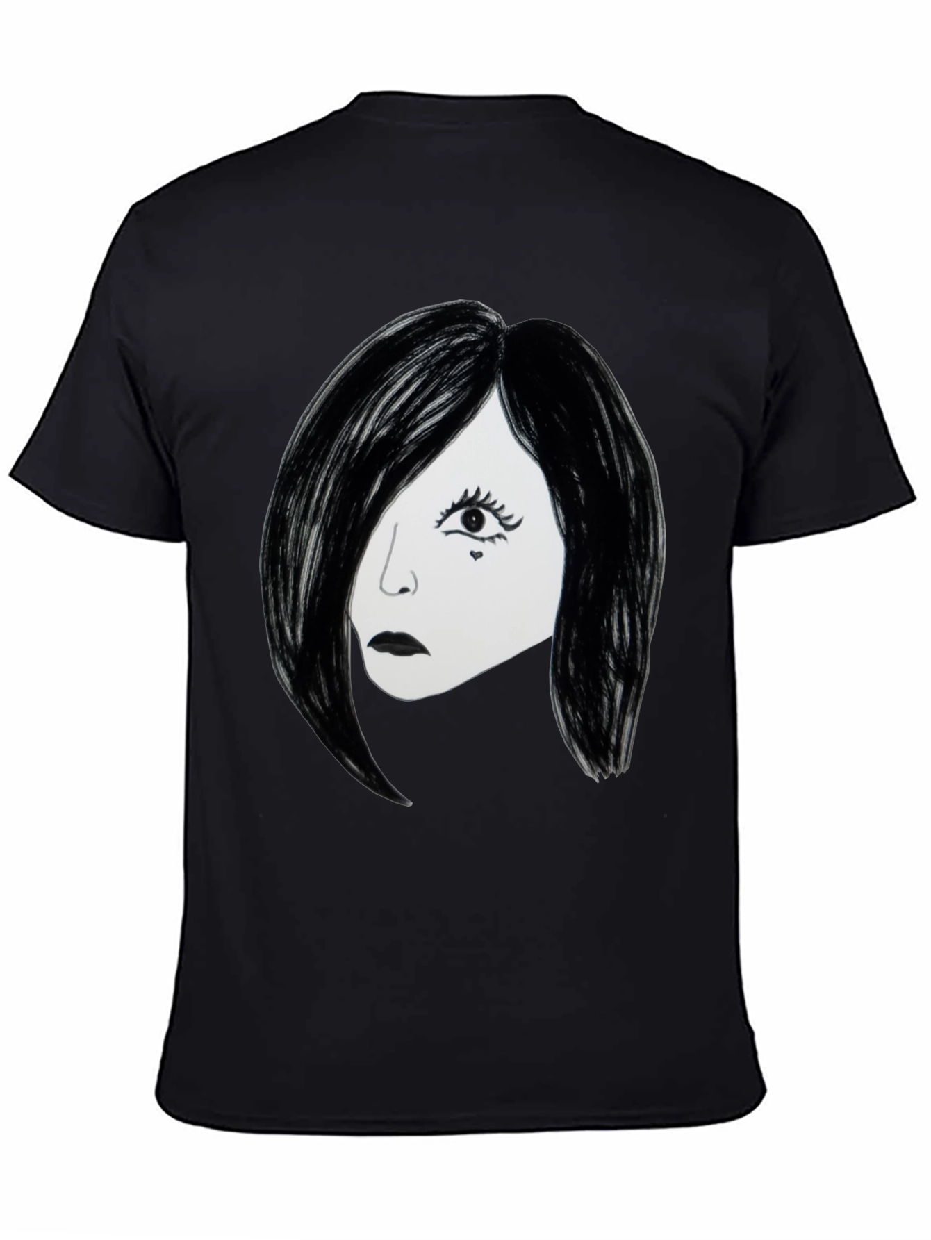 Emo Girl Graphic T-Shirt - Black Cotton Tee
