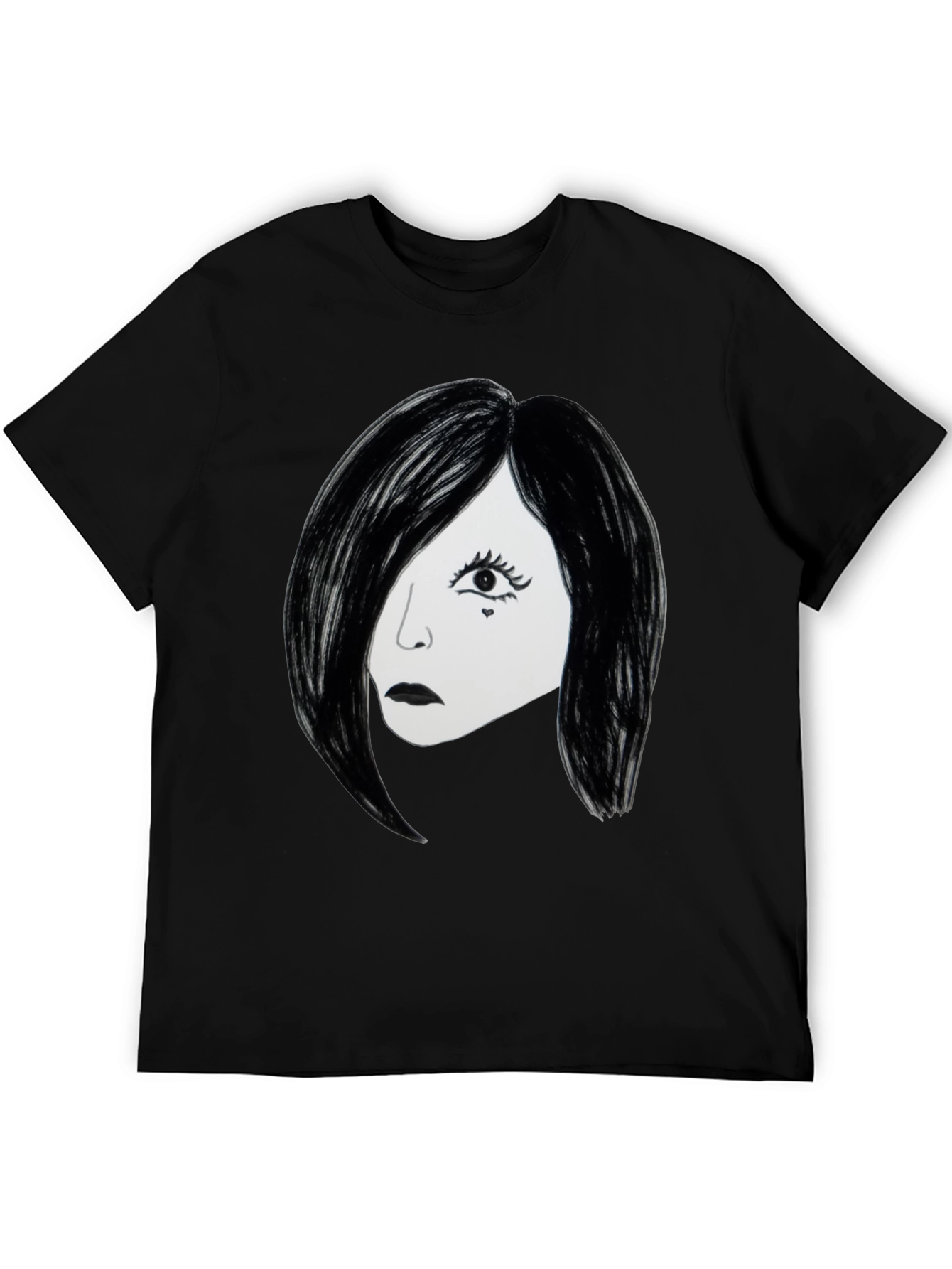 Emo Girl Graphic T-Shirt - Black Cotton Tee