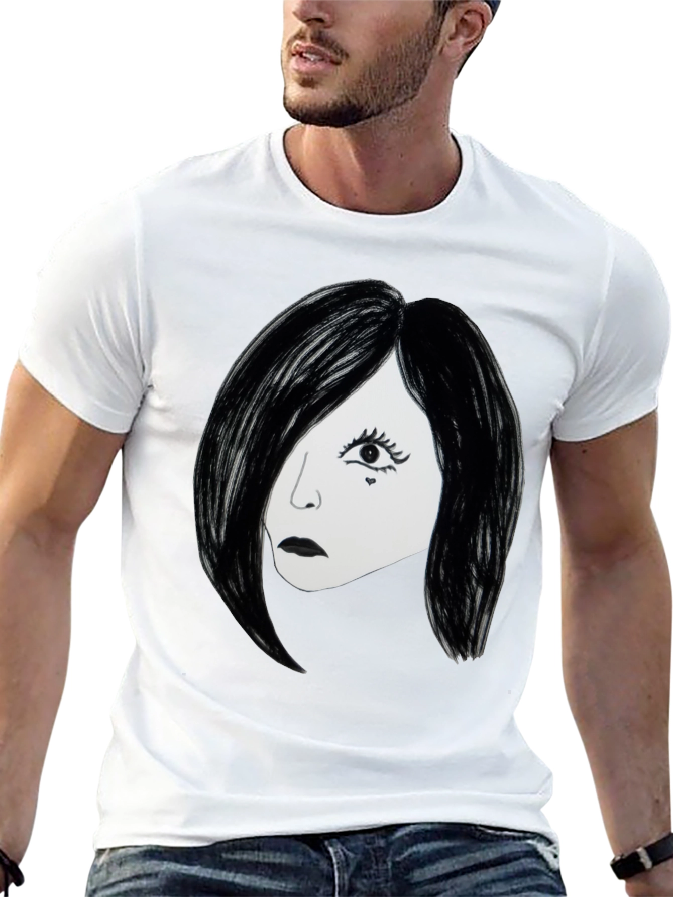 Emo Girl Graphic T-Shirt - Black Cotton Tee