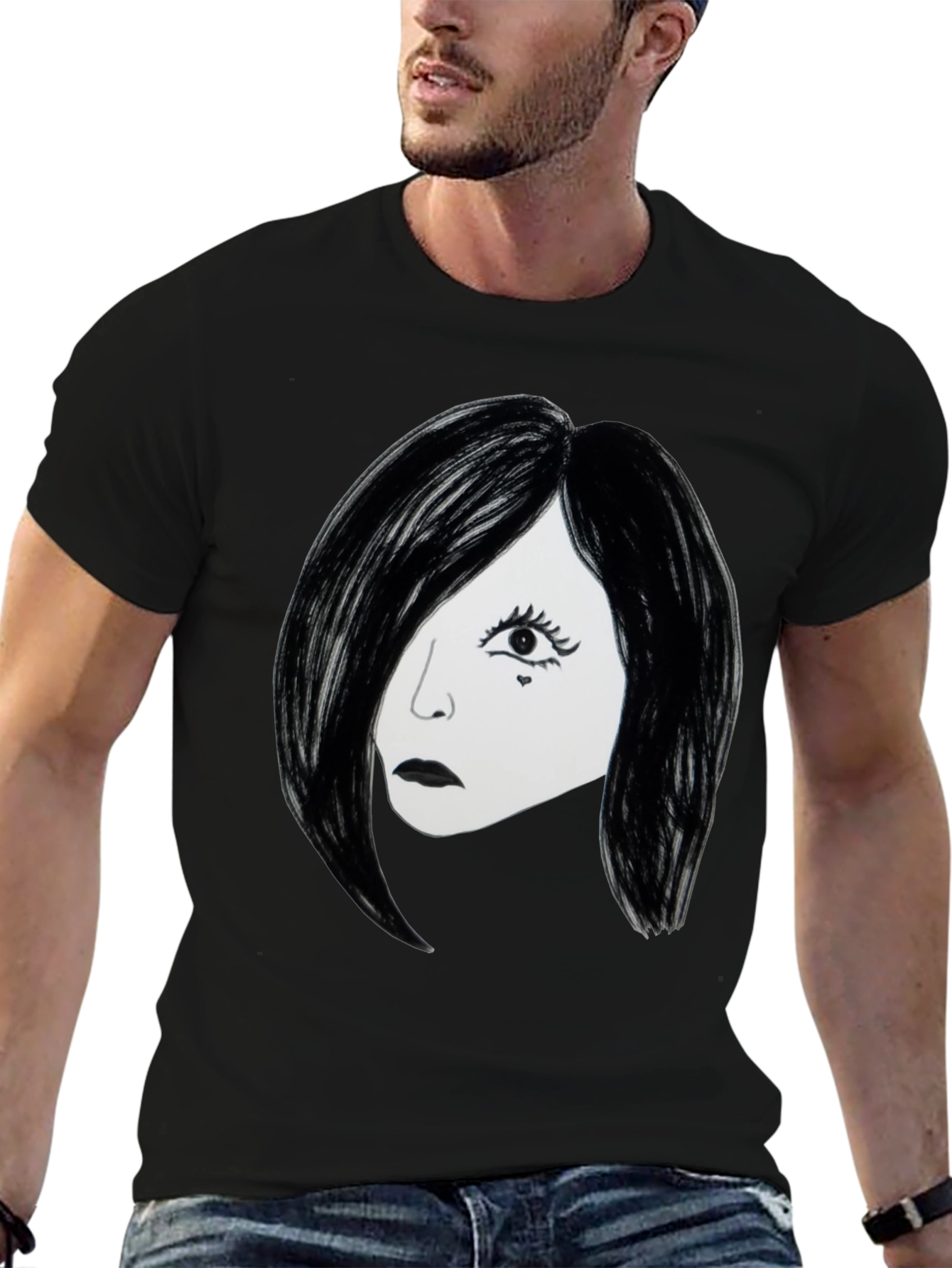 Emo Girl Graphic T-Shirt - Black Cotton Tee