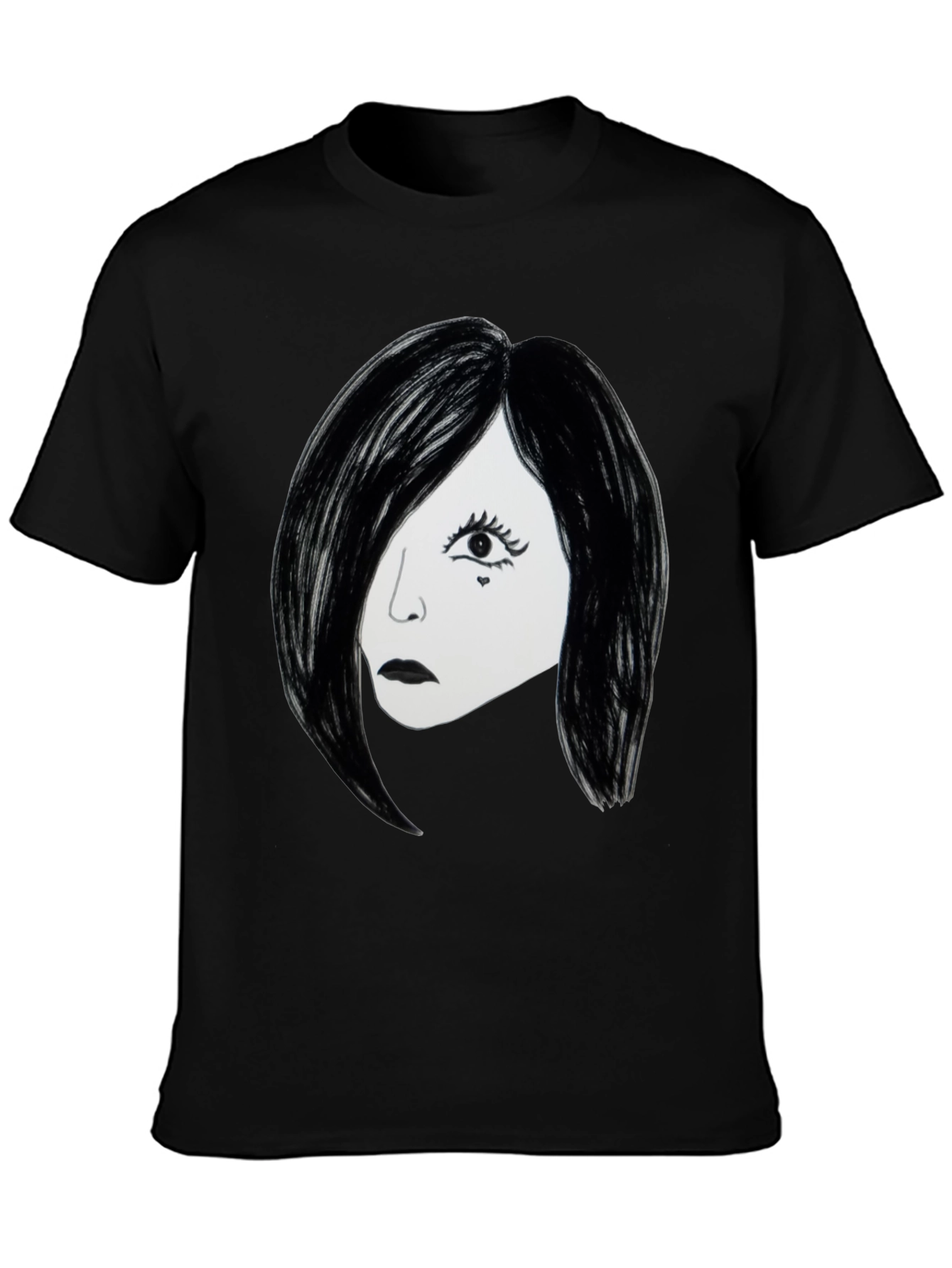 Emo Girl Graphic T-Shirt - Black Cotton Tee