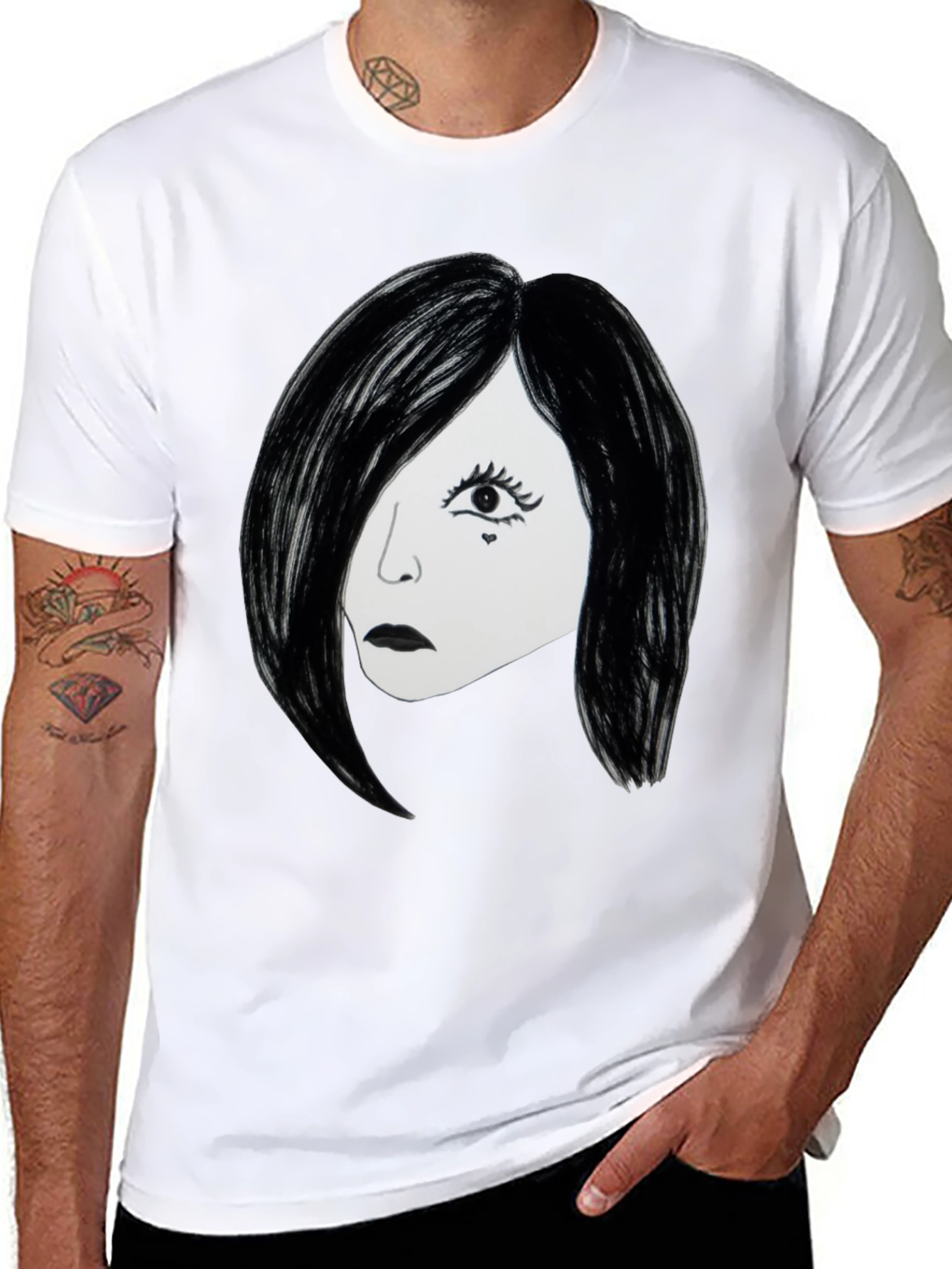 Emo Girl Graphic T-Shirt - Black Cotton Tee
