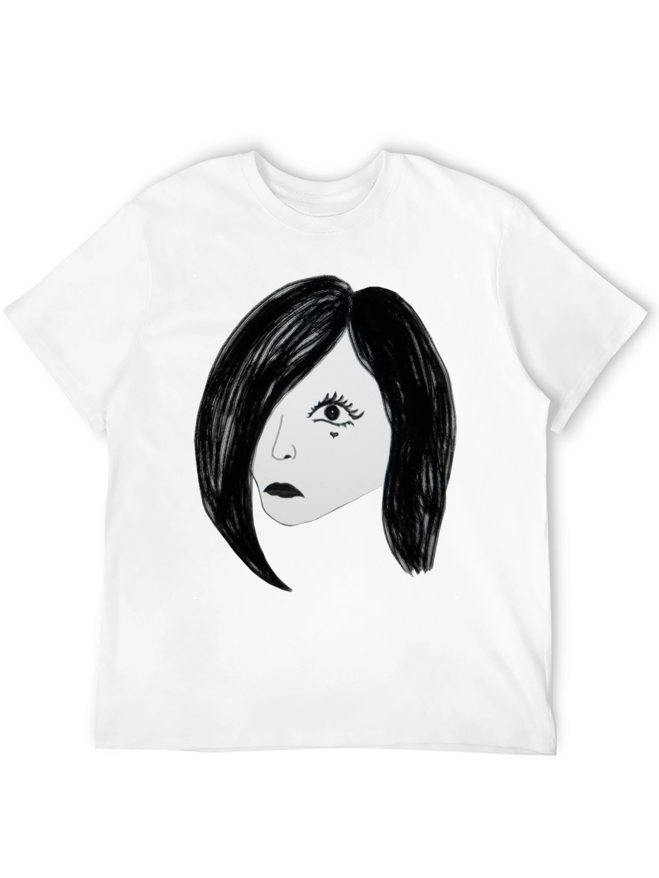 Emo Girl Graphic T-Shirt - Black Cotton Tee