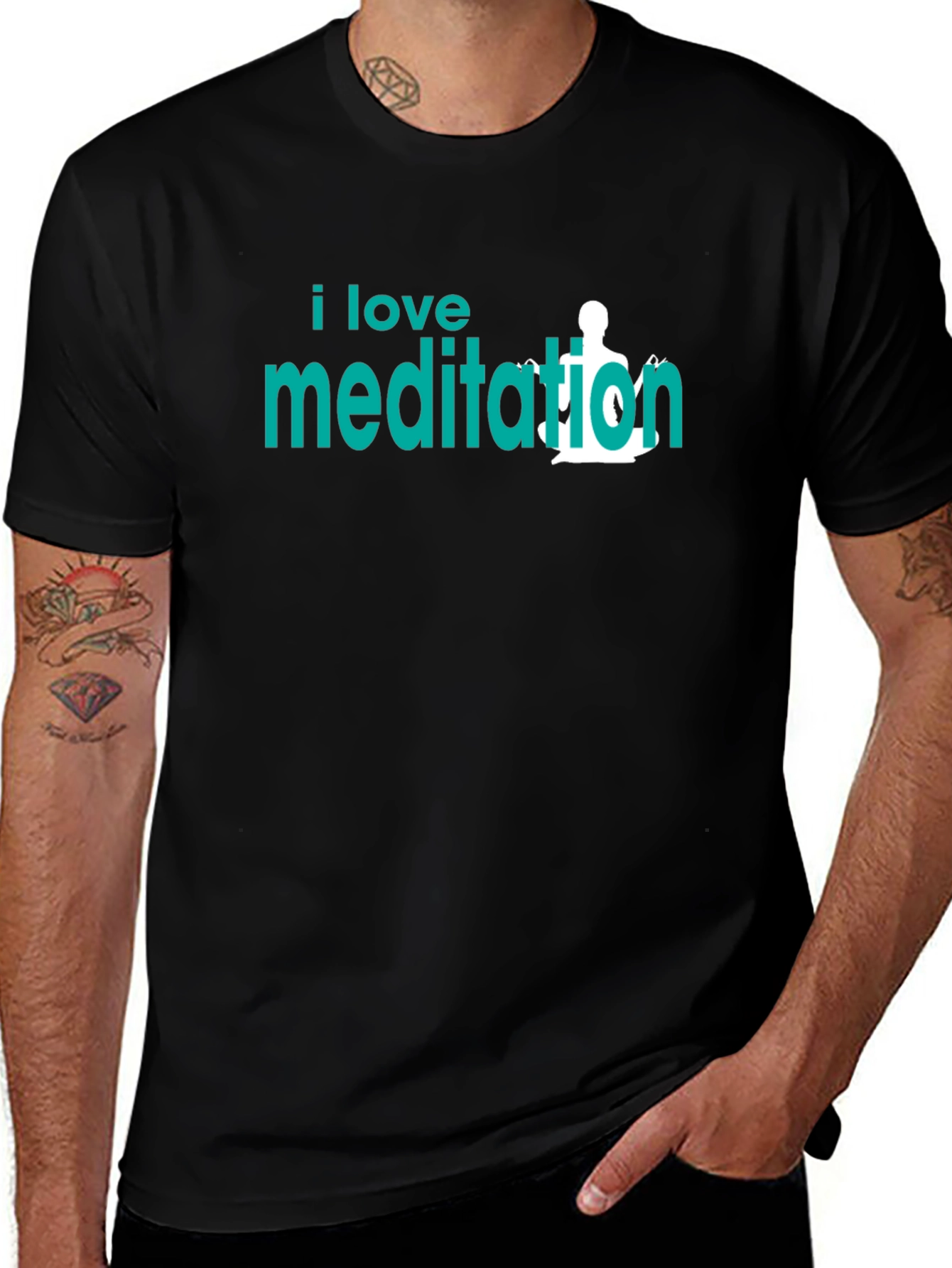 I Love Meditation Graphic T-Shirt - Black