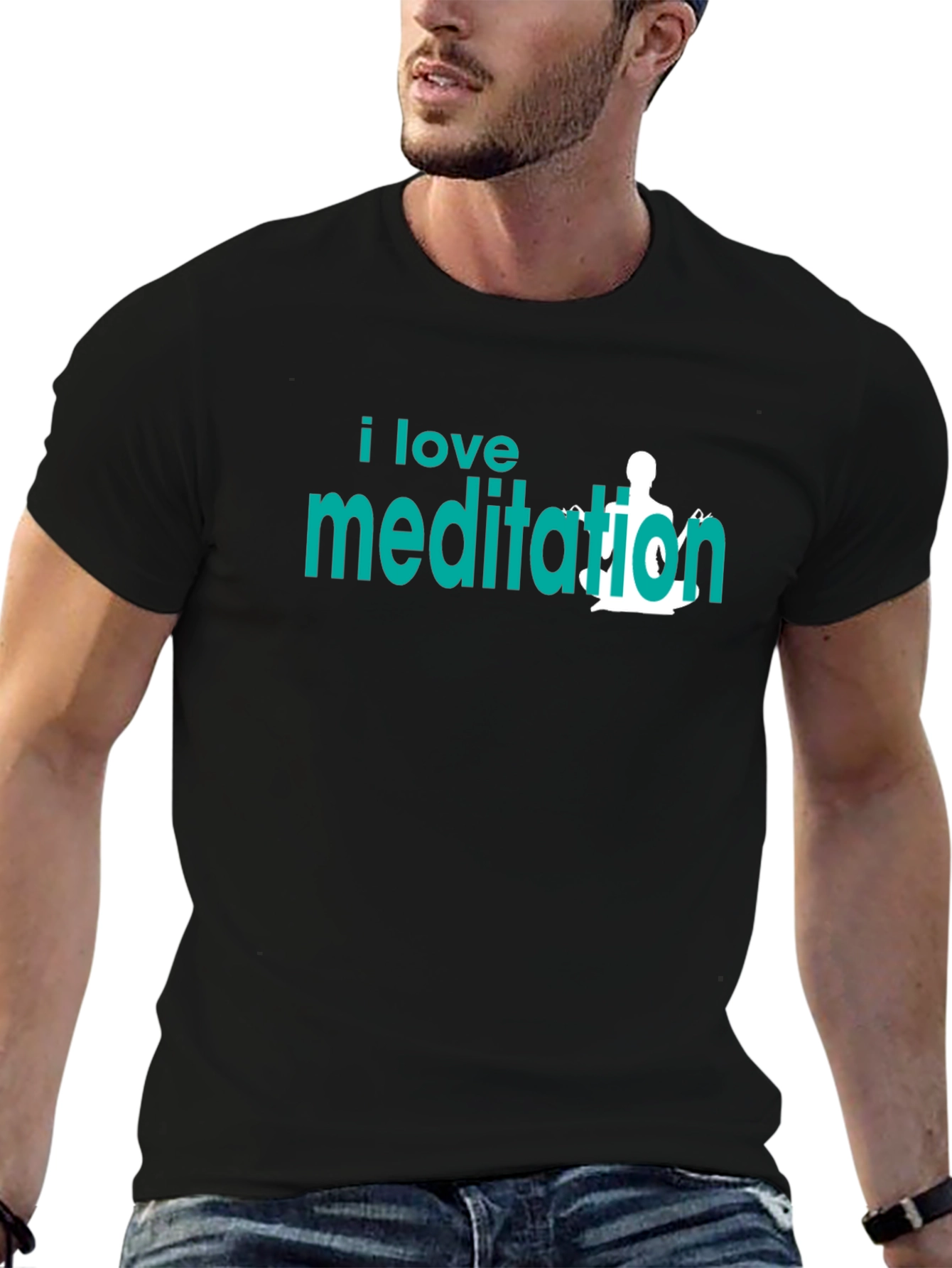 I Love Meditation Graphic T-Shirt - Black