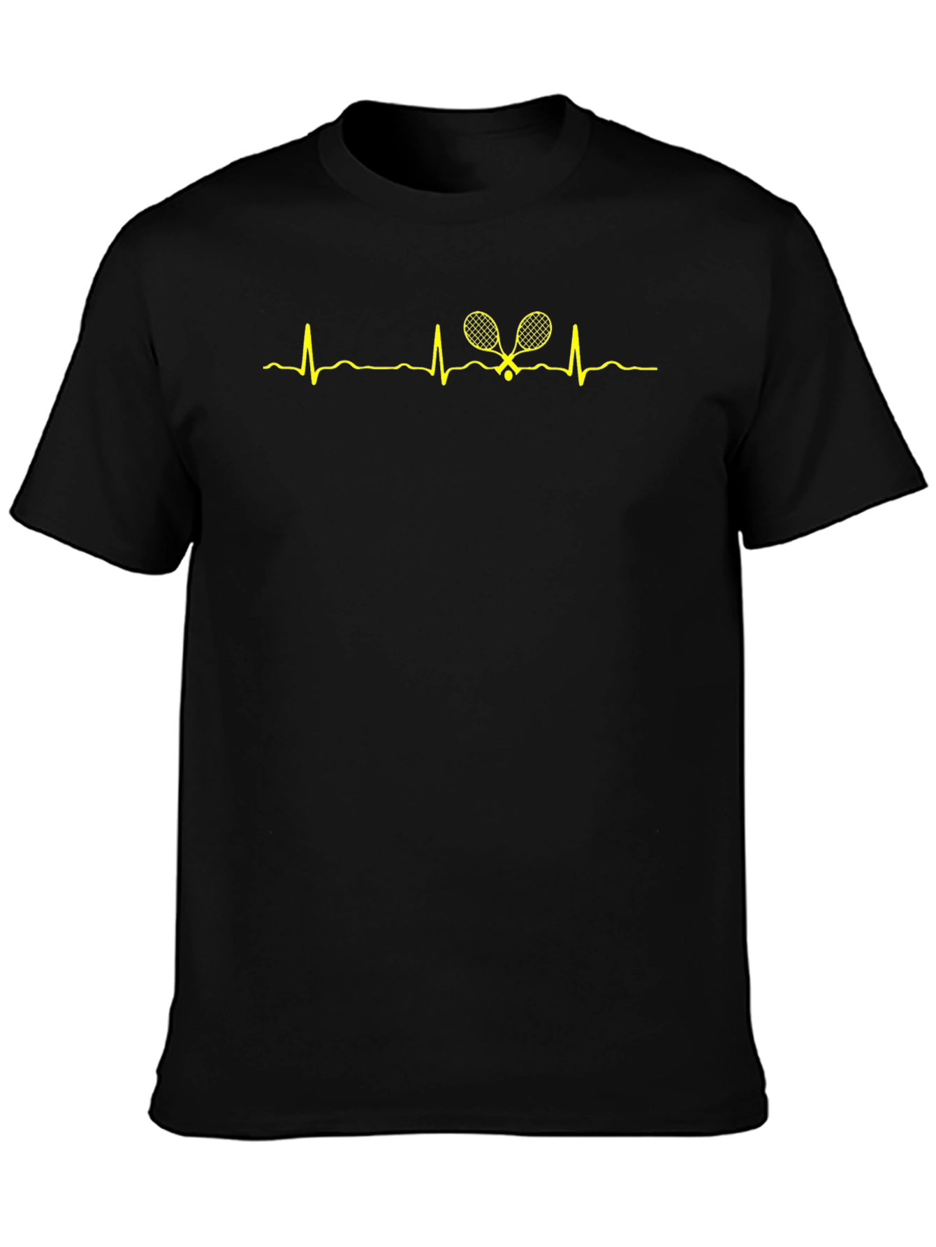 Tennis Heartbeat T-Shirt - Black Cotton Graphic Tee