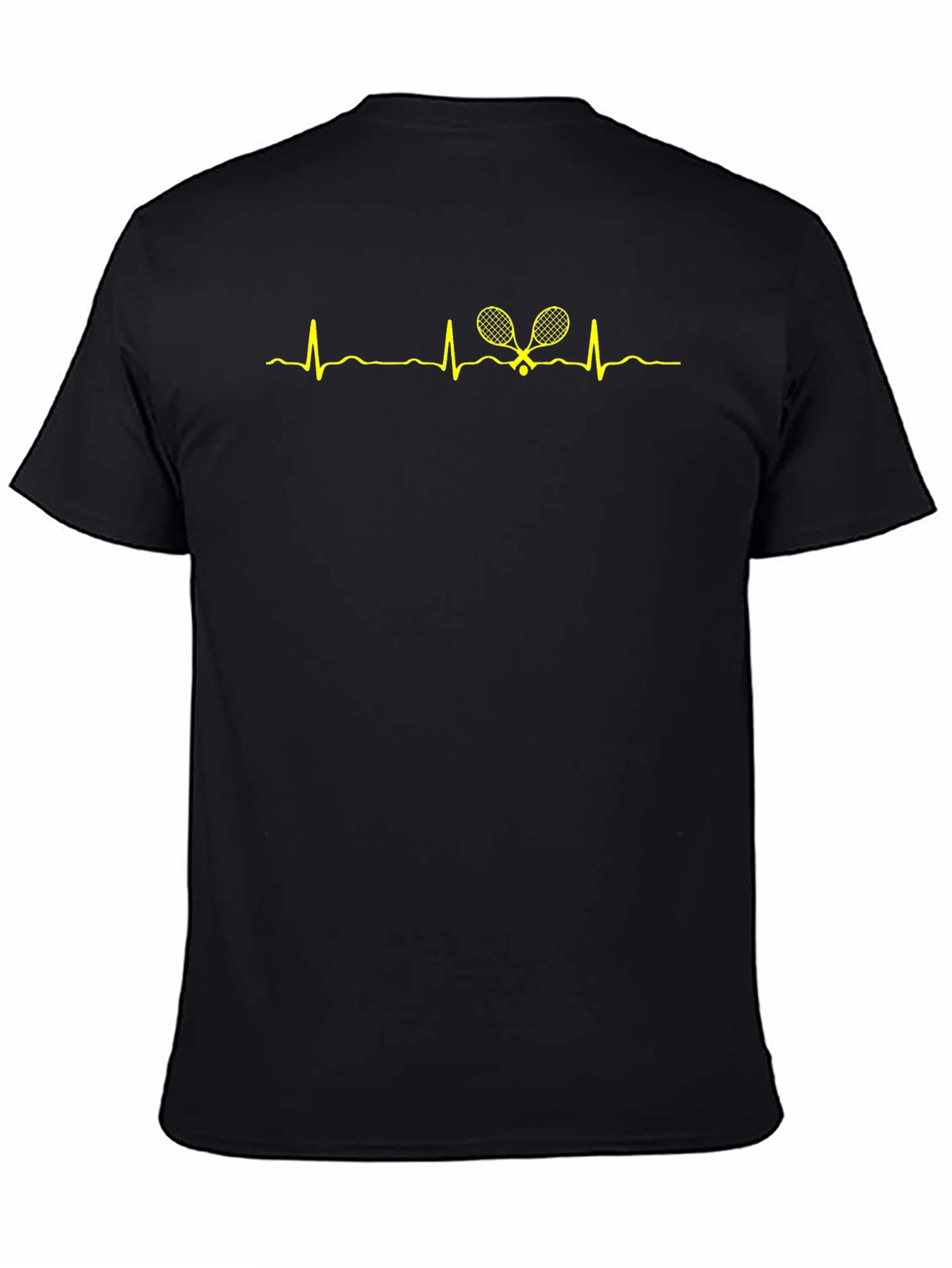 Tennis Heartbeat T-Shirt - Black Cotton Graphic Tee
