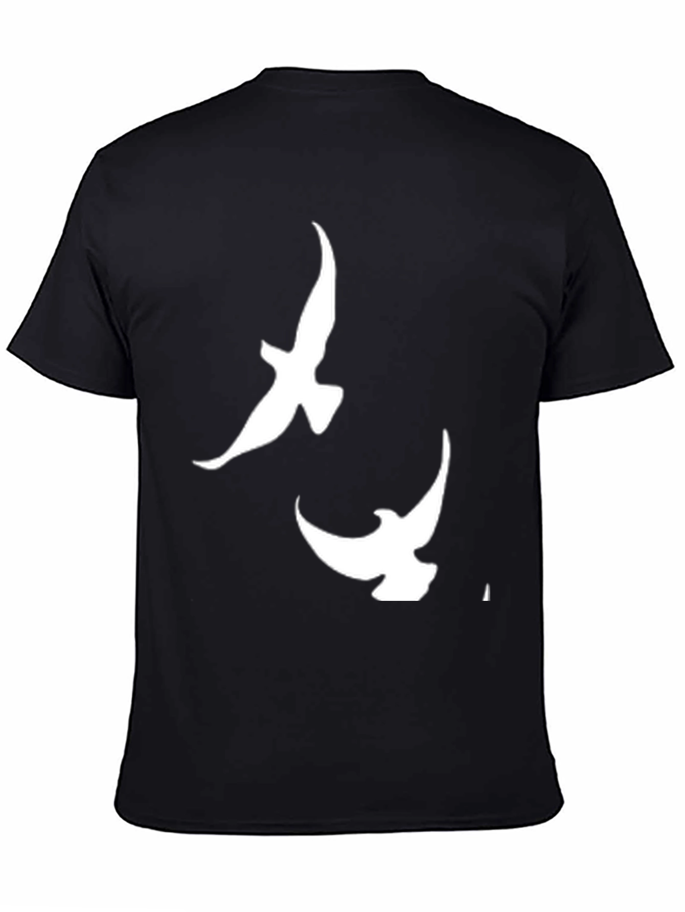 Mens Black T-shirt with White Dove Design