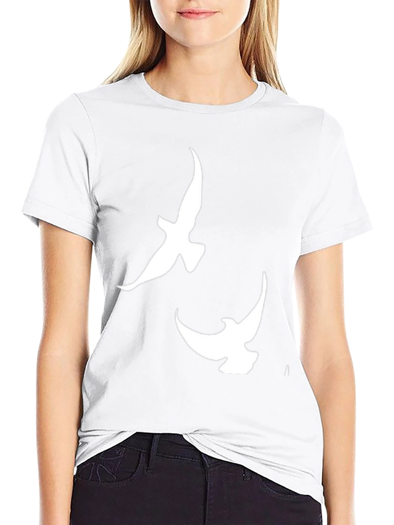 Mens Black T-shirt with White Dove Design