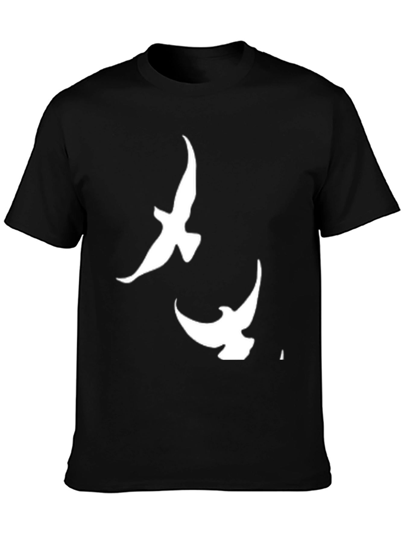 Mens Black T-shirt with White Dove Design
