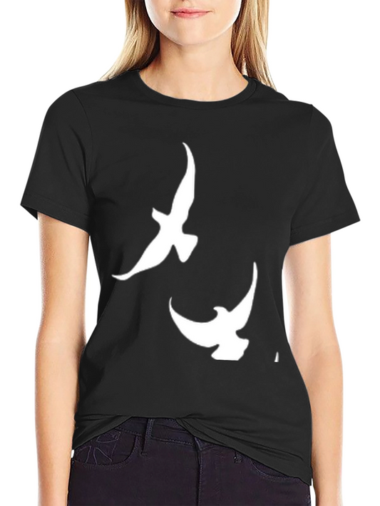 Mens Black T-shirt with White Dove Design
