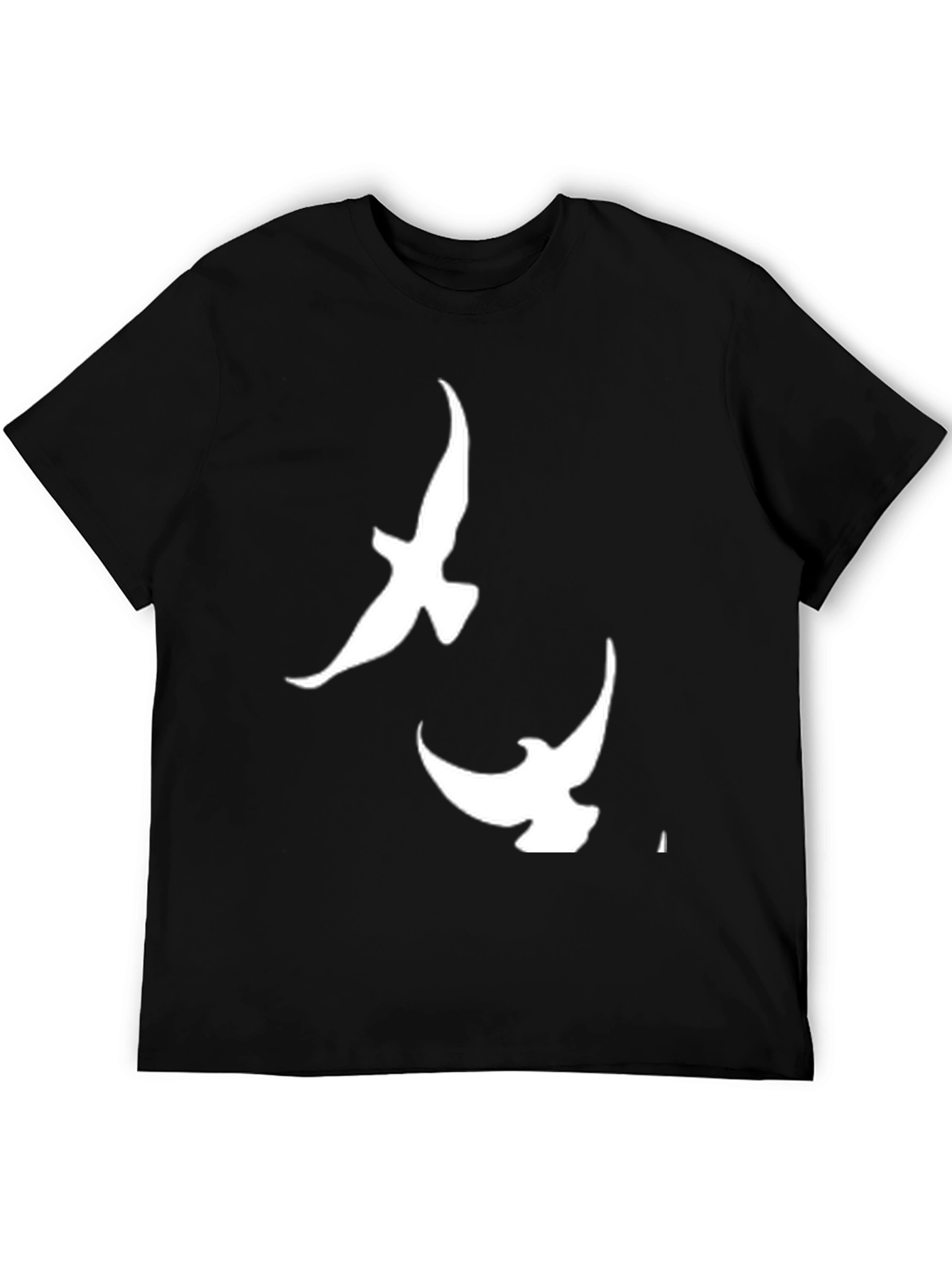 Mens Black T-shirt with White Dove Design