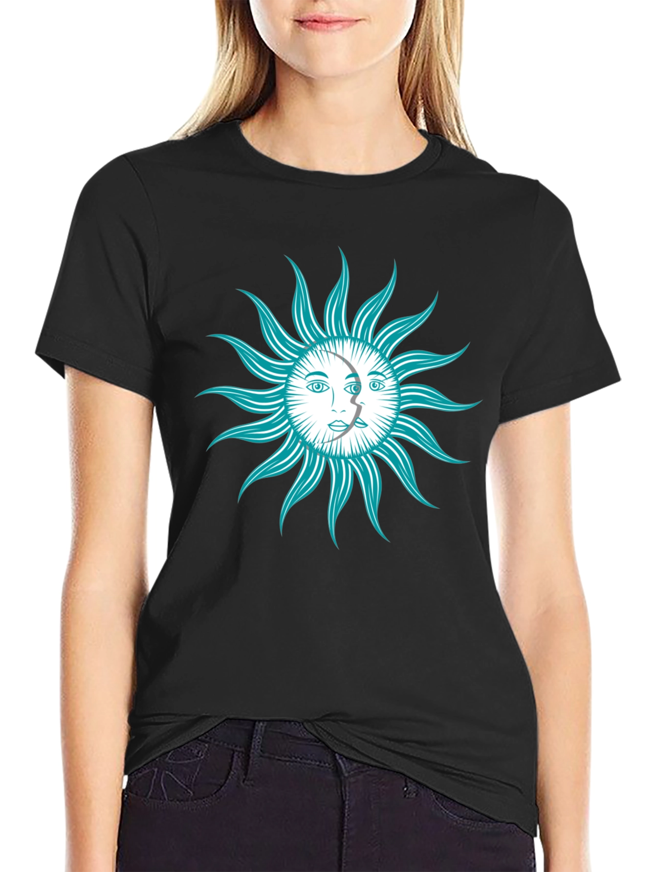 Celestial Sun & Moon Graphic T-Shirt