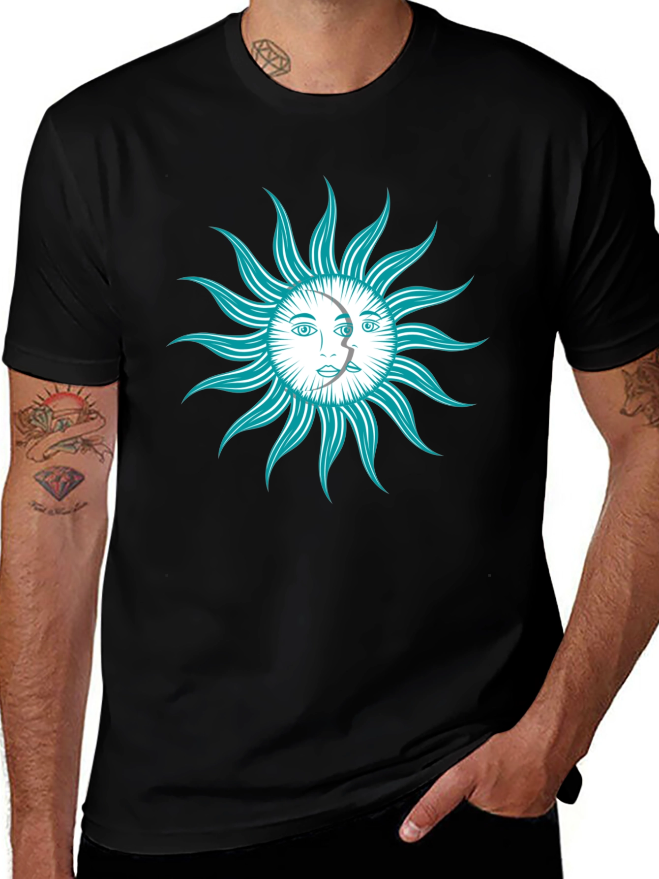 Celestial Sun & Moon Graphic T-Shirt