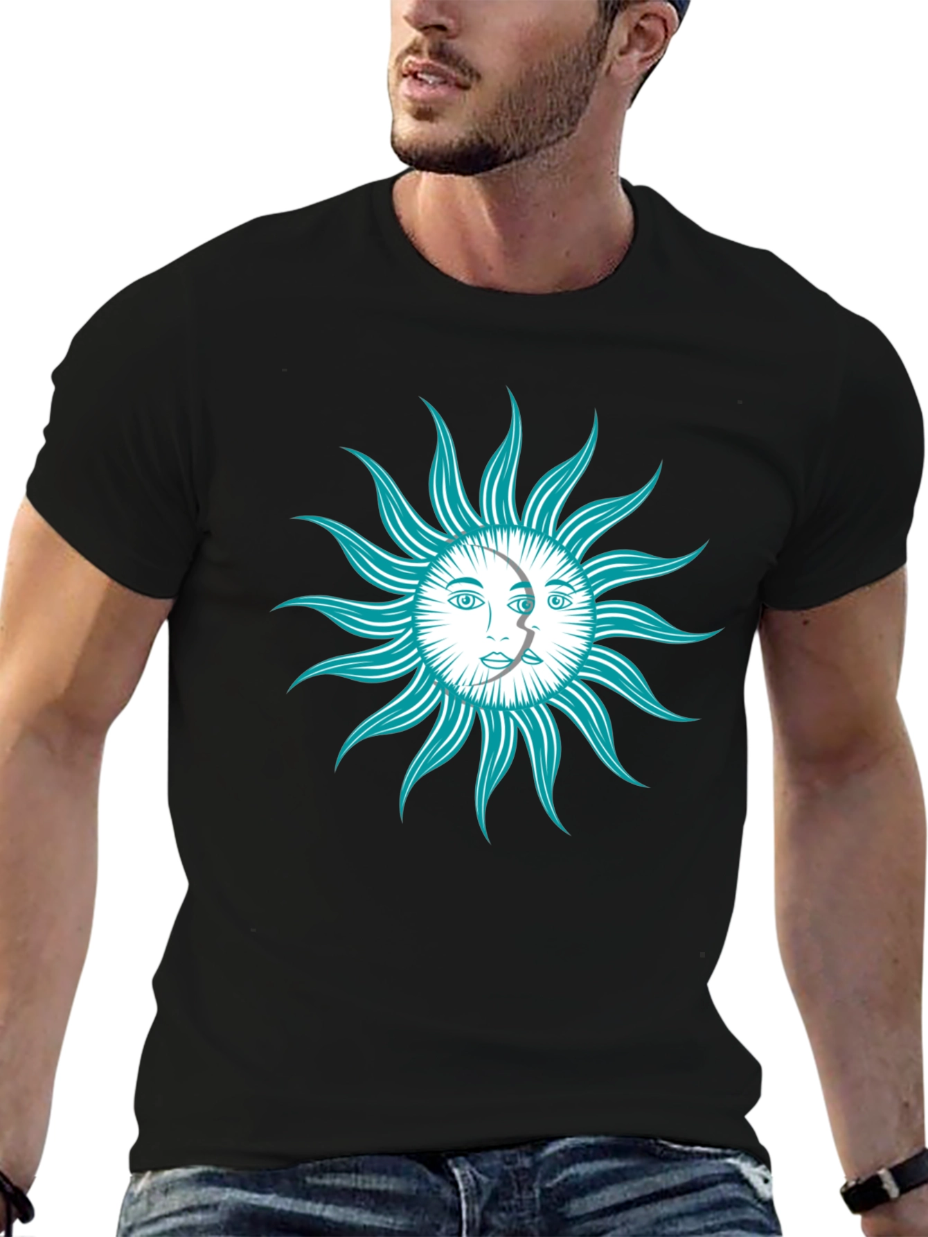 Celestial Sun & Moon Graphic T-Shirt