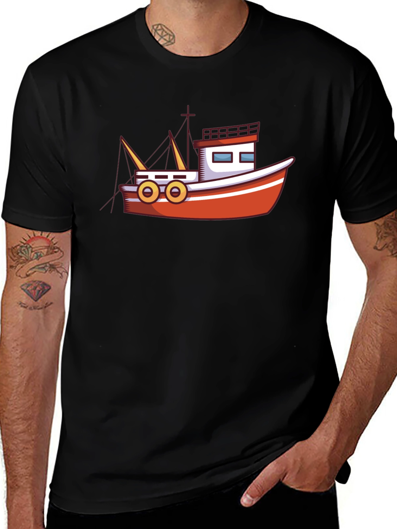 Boat Graphic Black T-Shirt