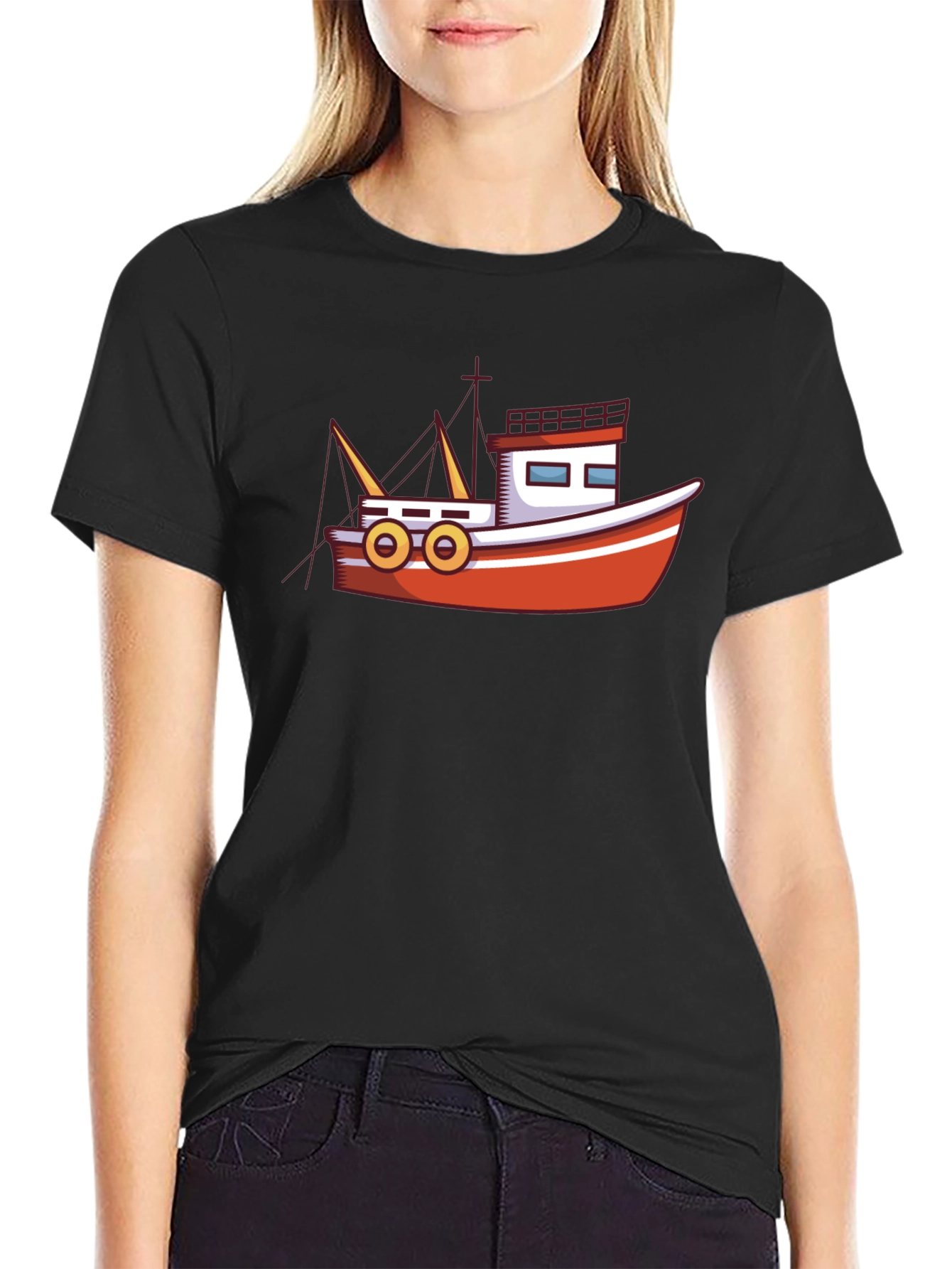 Boat Graphic Black T-Shirt
