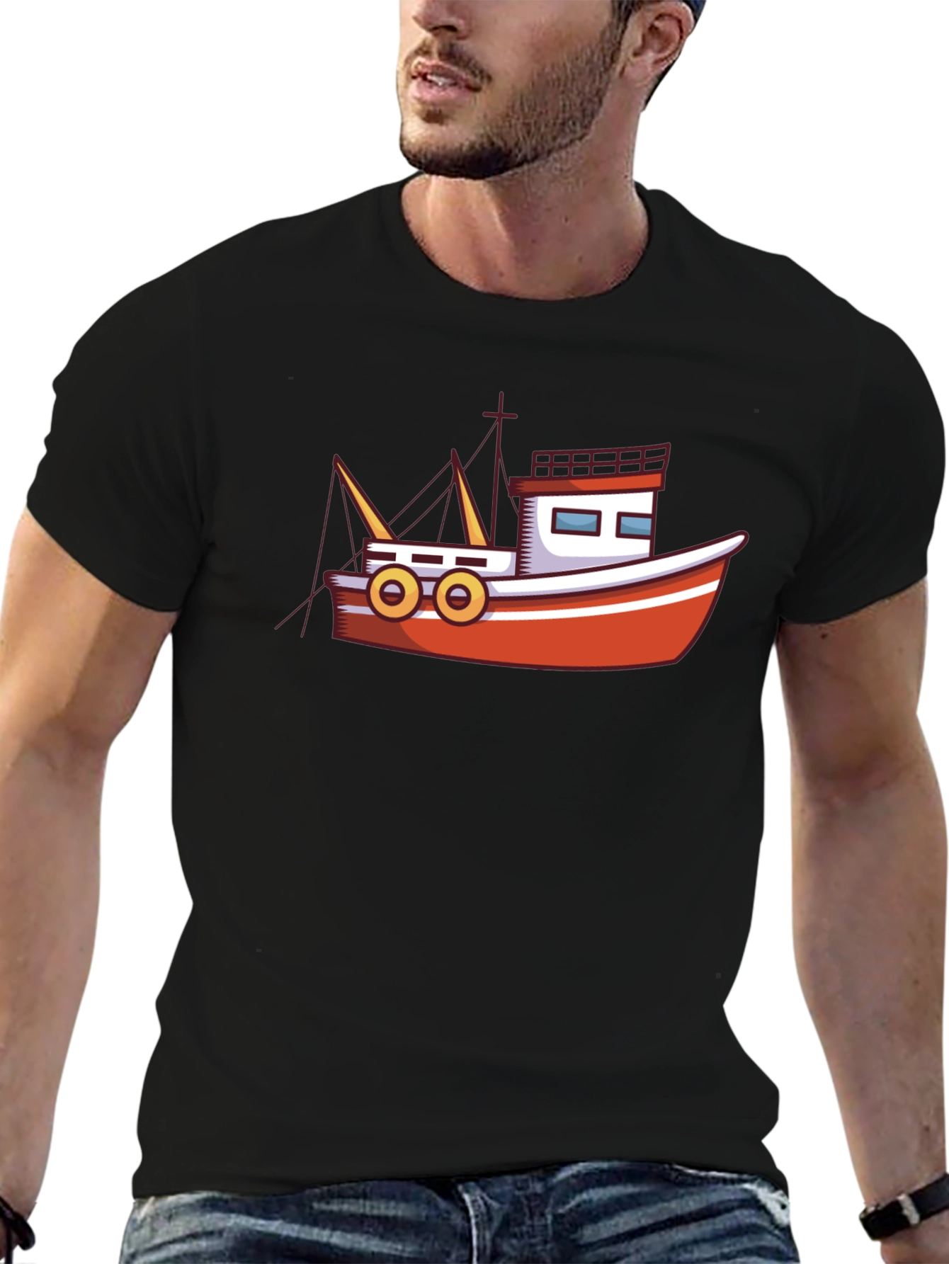 Boat Graphic Black T-Shirt