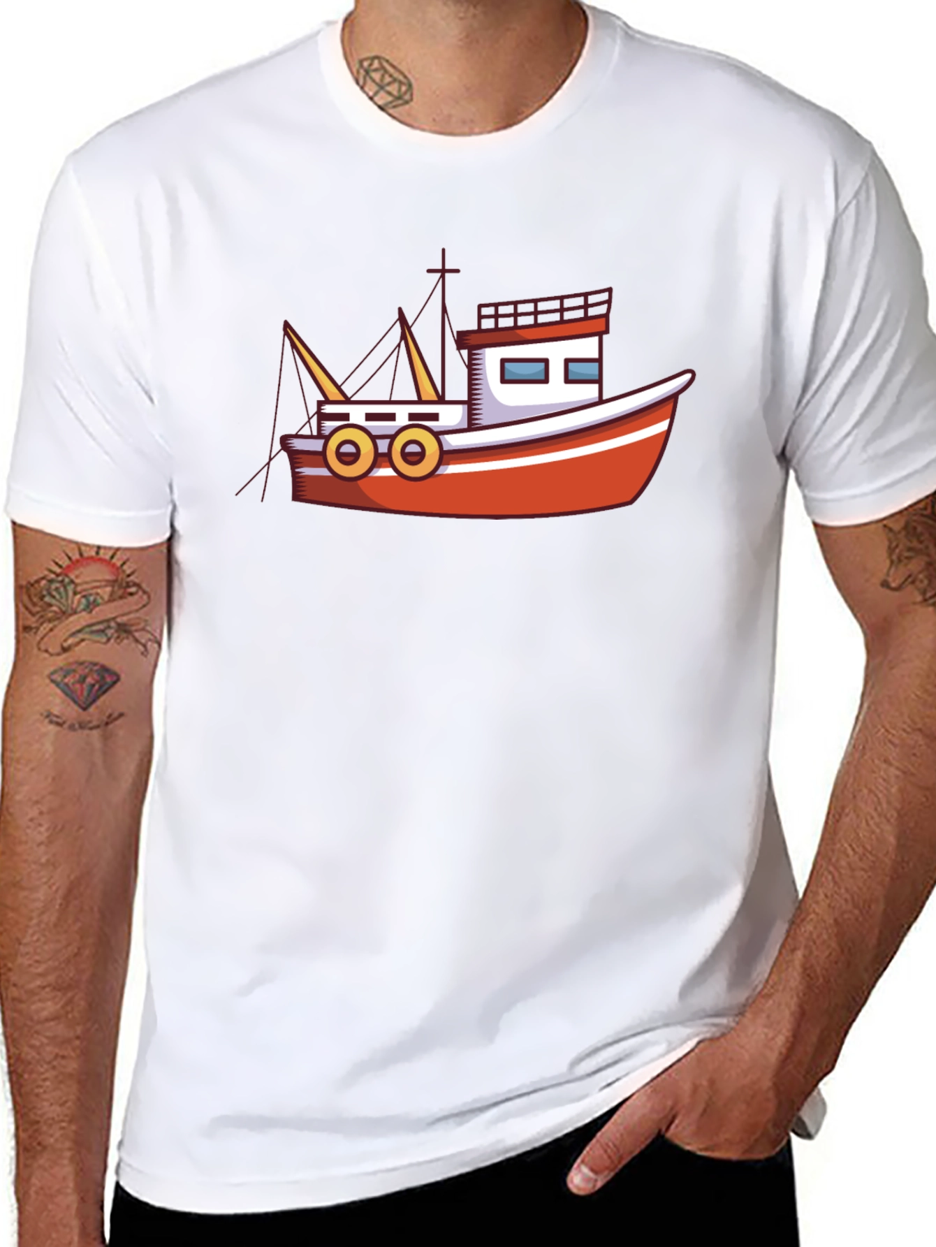 Boat Graphic Black T-Shirt