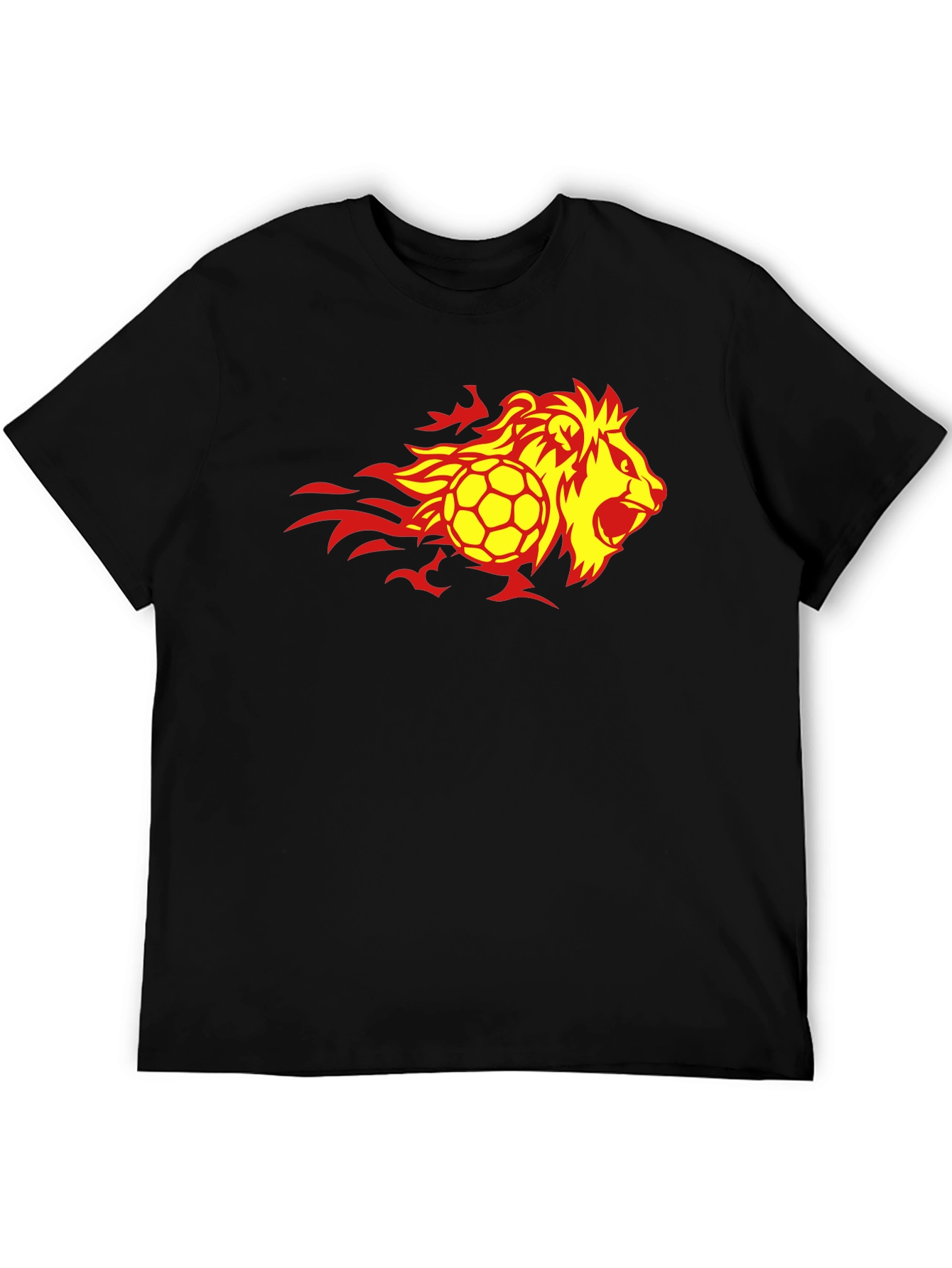 Flaming Lion Soccer Ball Black T-Shirt