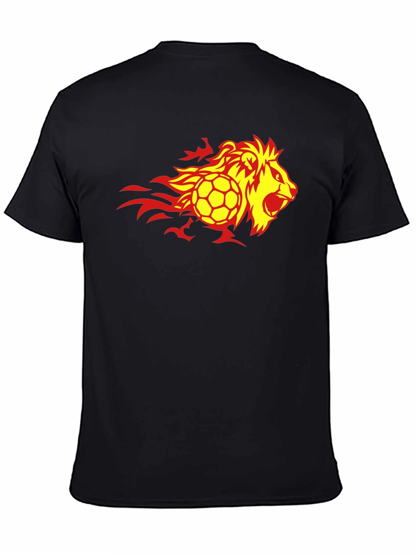 Flaming Lion Soccer Ball Black T-Shirt