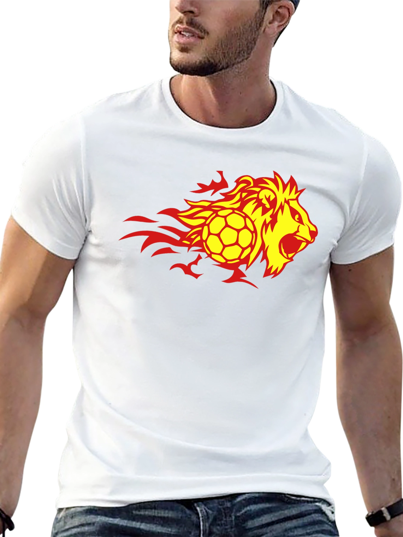 Flaming Lion Soccer Ball Black T-Shirt