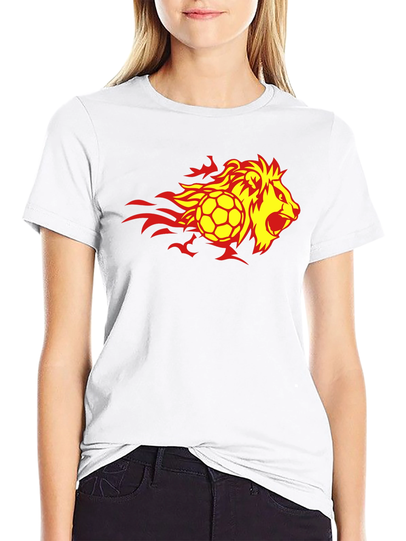 Flaming Lion Soccer Ball Black T-Shirt