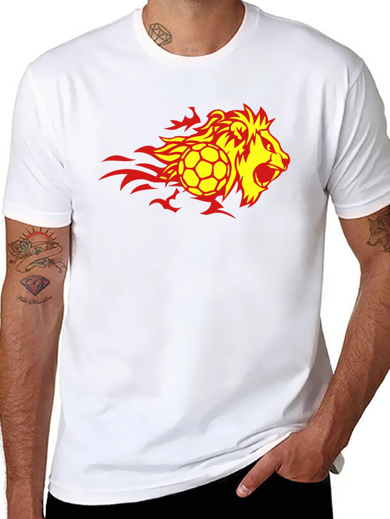 Flaming Lion Soccer Ball Black T-Shirt