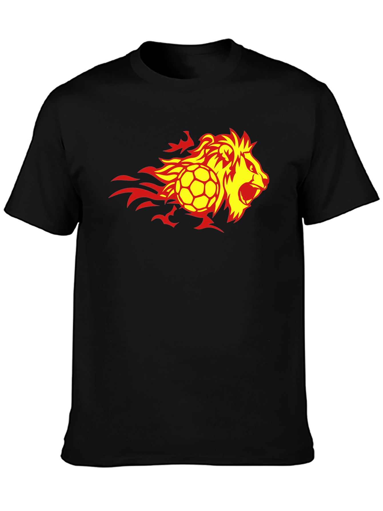 Flaming Lion Soccer Ball Black T-Shirt