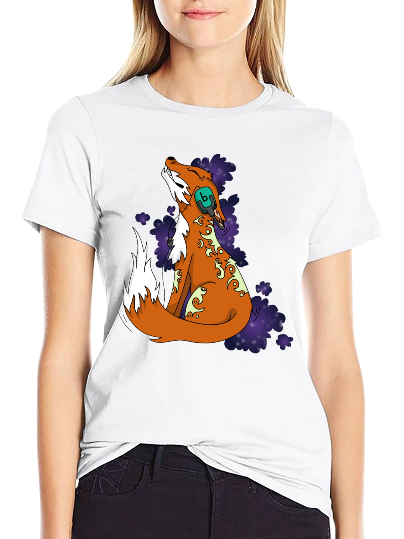 Fox DJ Graphic T-Shirt - Black Cotton Blend