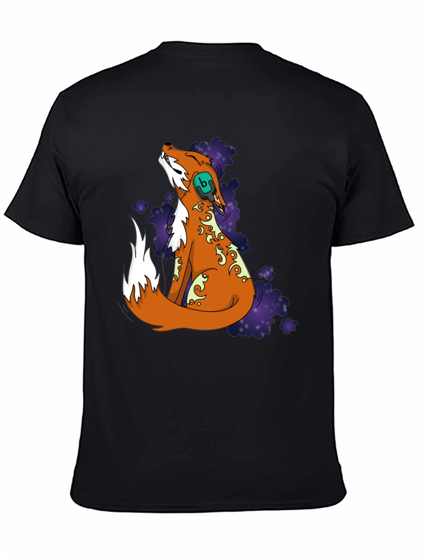 Fox DJ Graphic T-Shirt - Black Cotton Blend