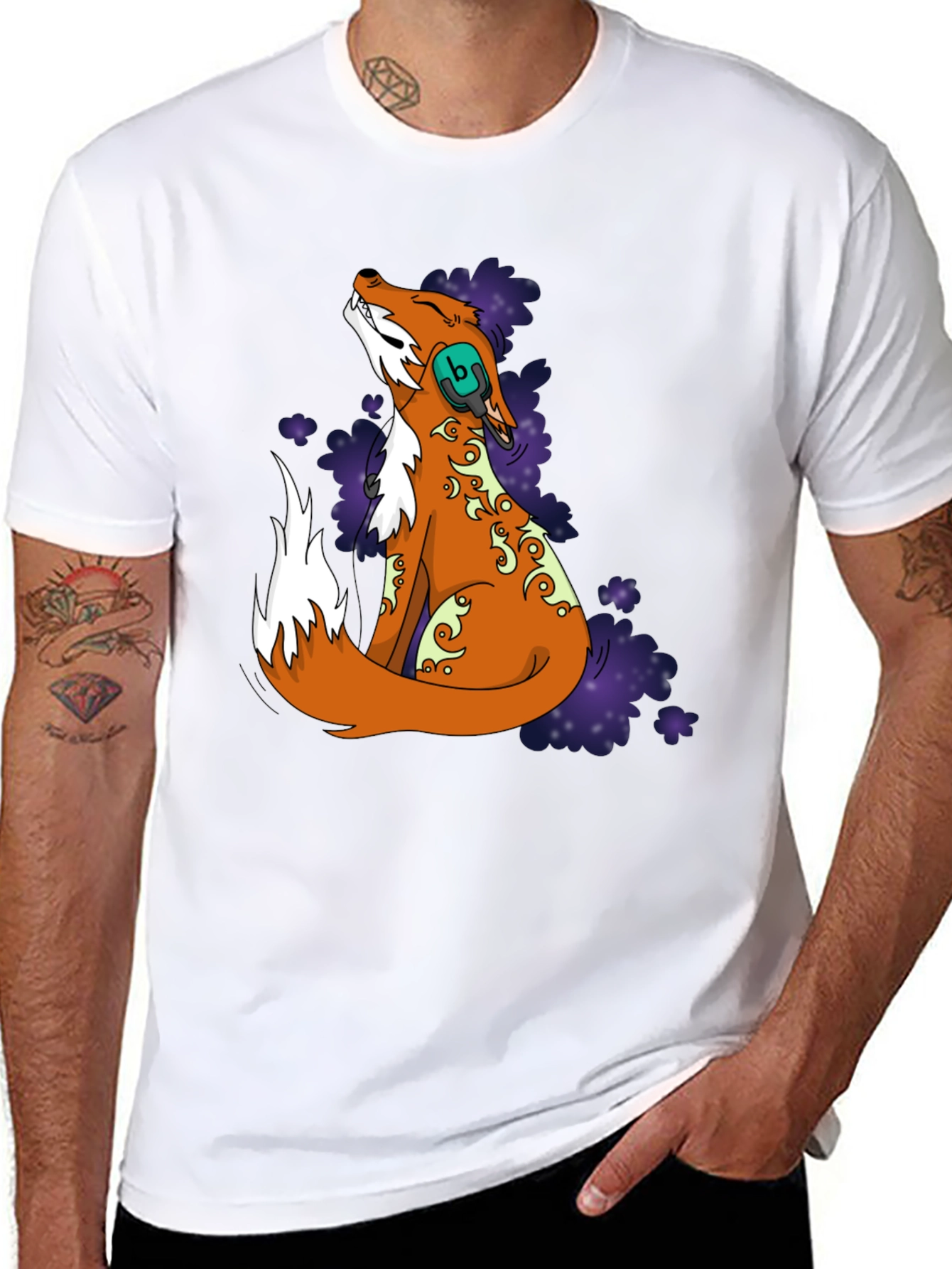 Fox DJ Graphic T-Shirt - Black Cotton Blend