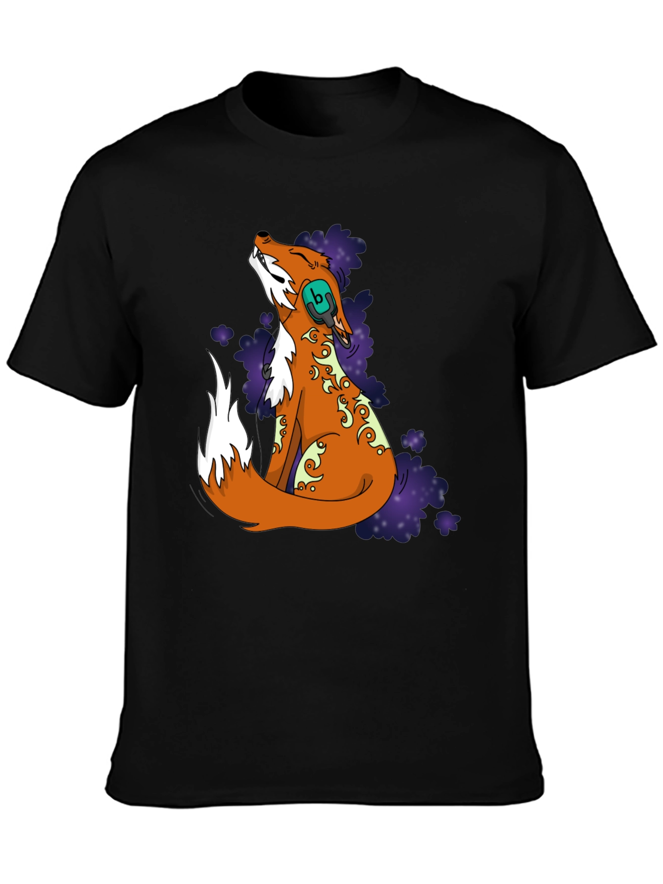 Fox DJ Graphic T-Shirt - Black Cotton Blend