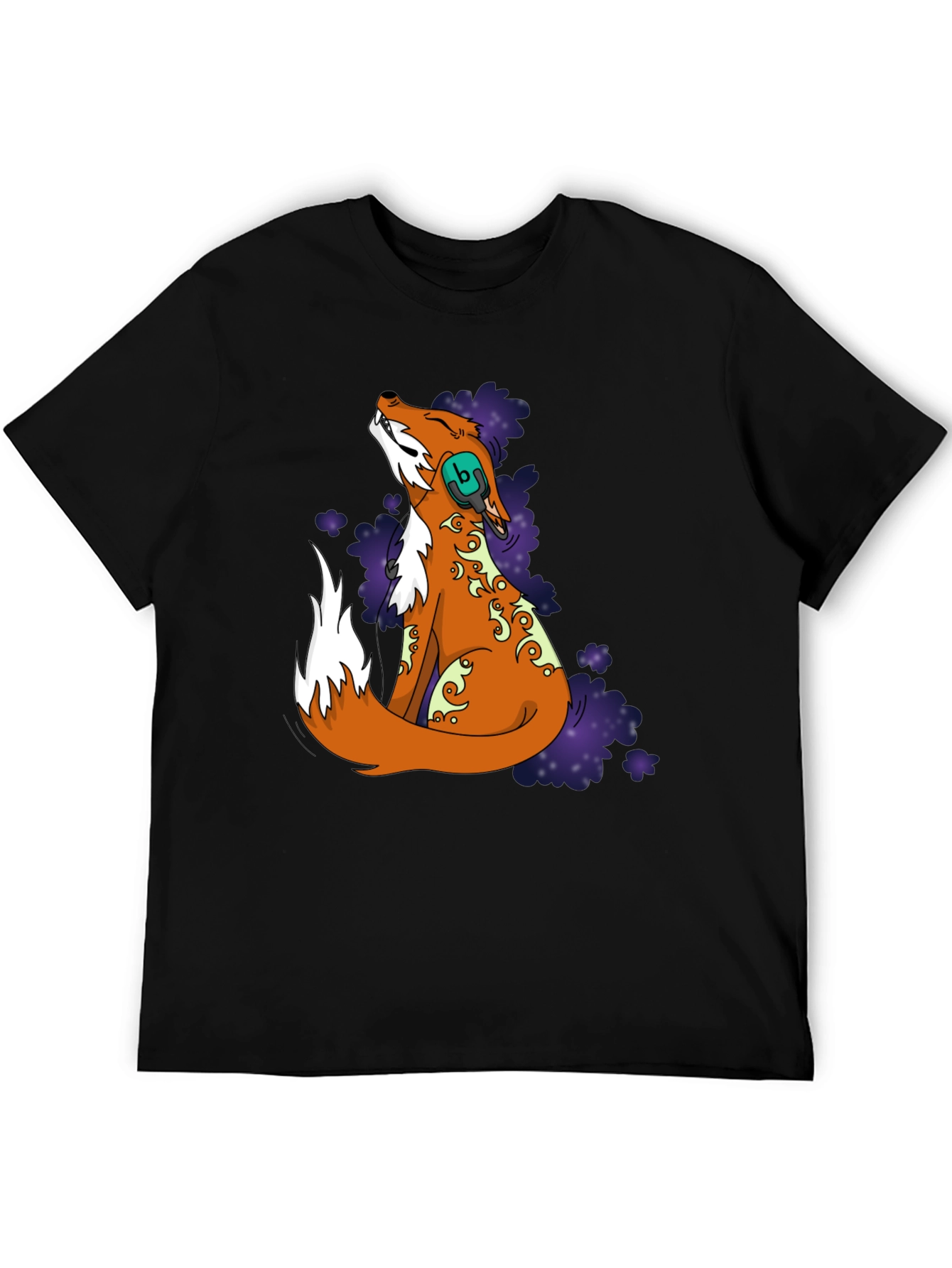 Fox DJ Graphic T-Shirt - Black Cotton Blend