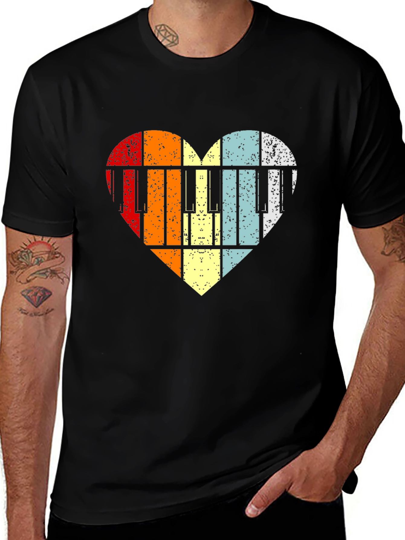 Retro Heart Piano Keys T-Shirt