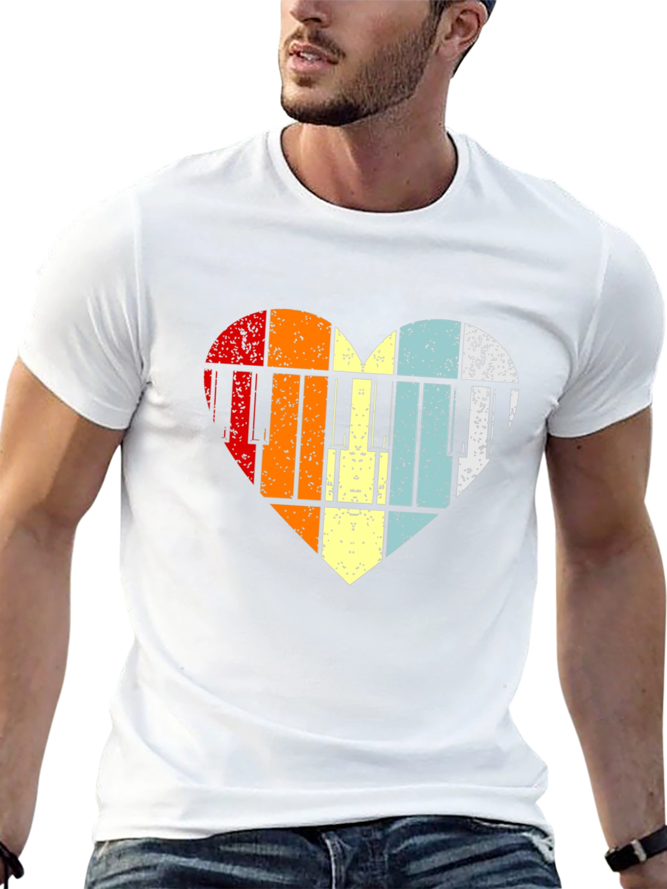 Retro Heart Piano Keys T-Shirt