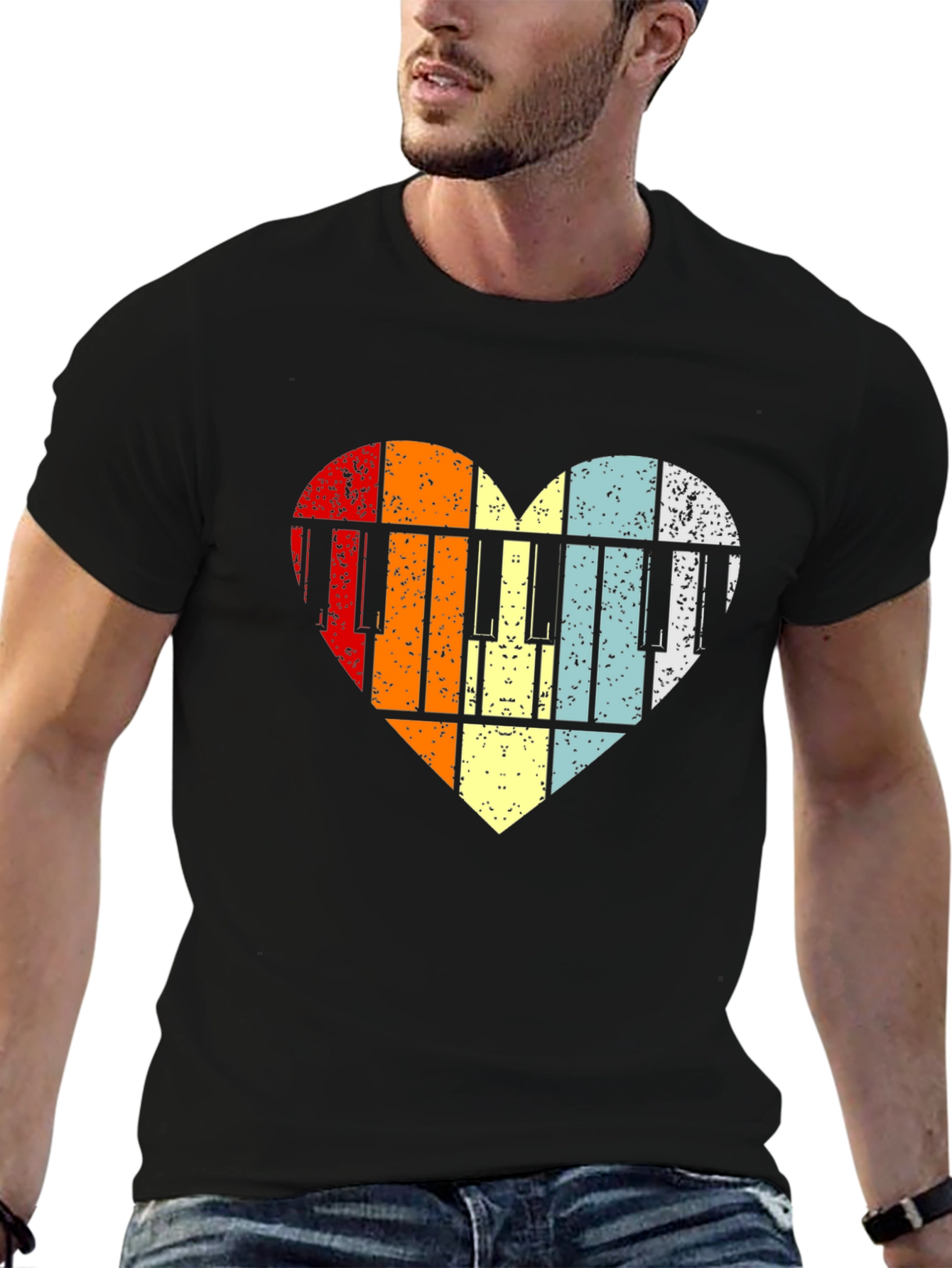 Retro Heart Piano Keys T-Shirt