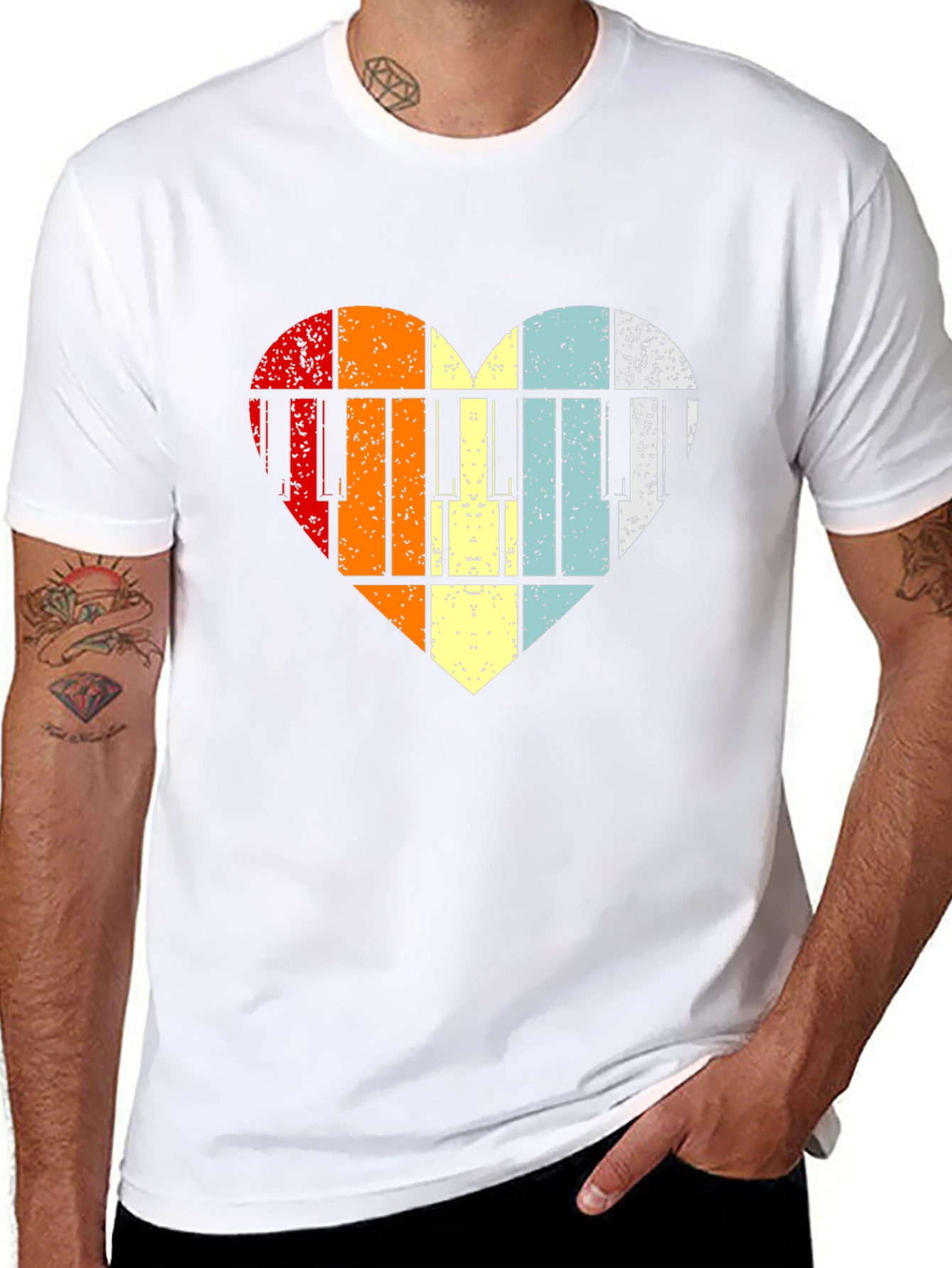 Retro Heart Piano Keys T-Shirt