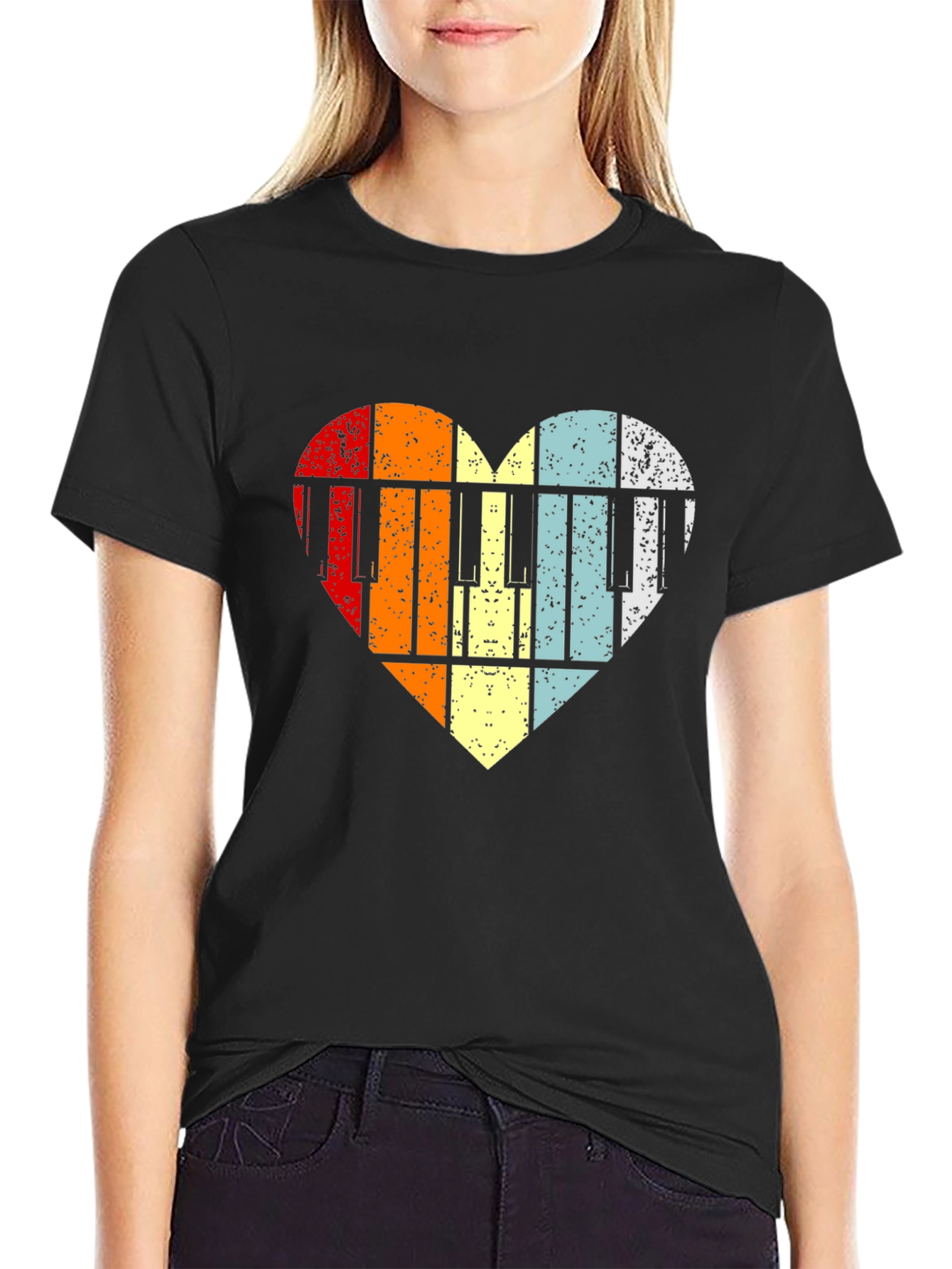 Retro Heart Piano Keys T-Shirt